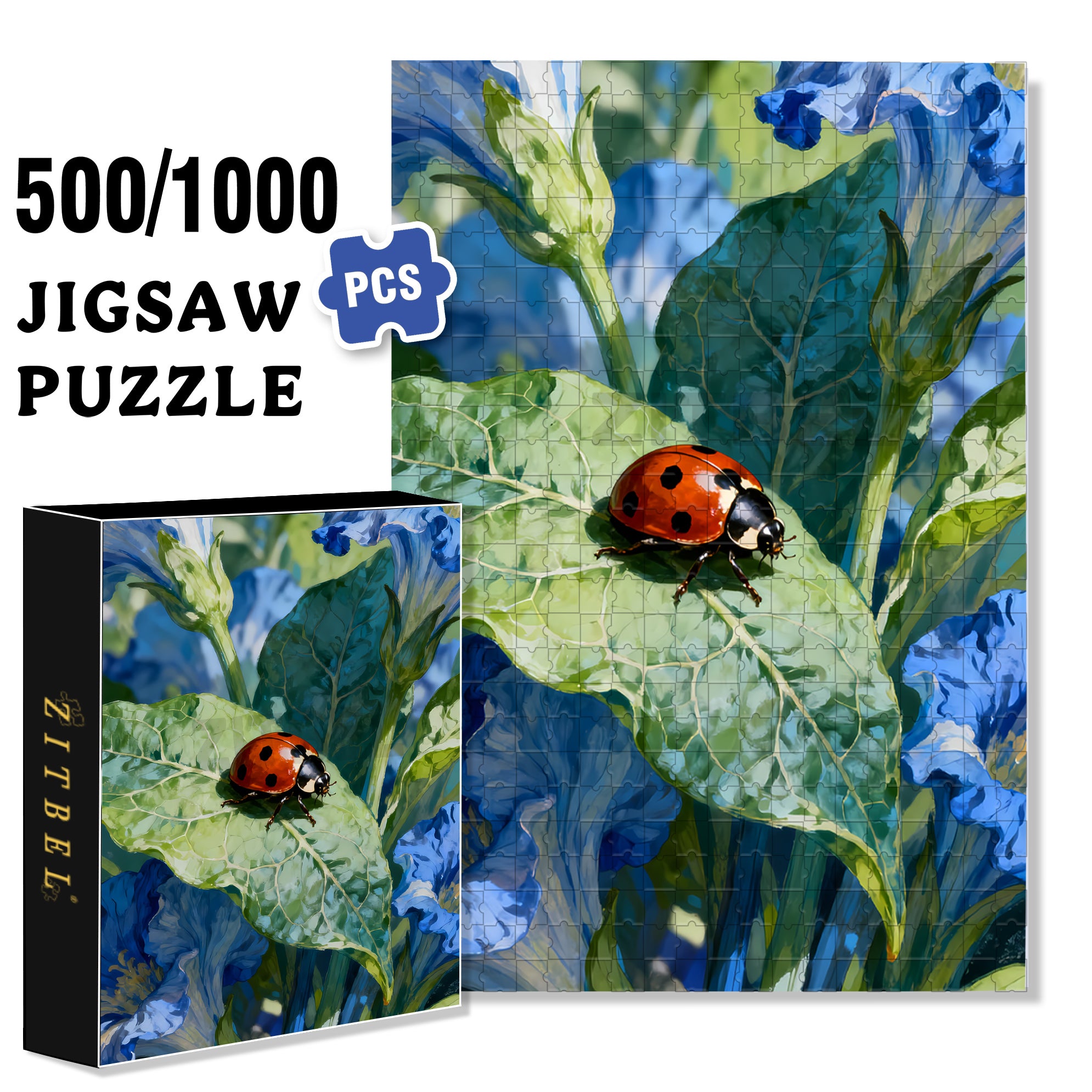Ladybird 500pcs/1000pcs Jigsaw Puzzle, Scratch-Resistant, Interactive Family Game & Brain-Boosting DIY Decor, Perfect for Halloween, Christmas & New Year Gifts, Family Puzzle Game