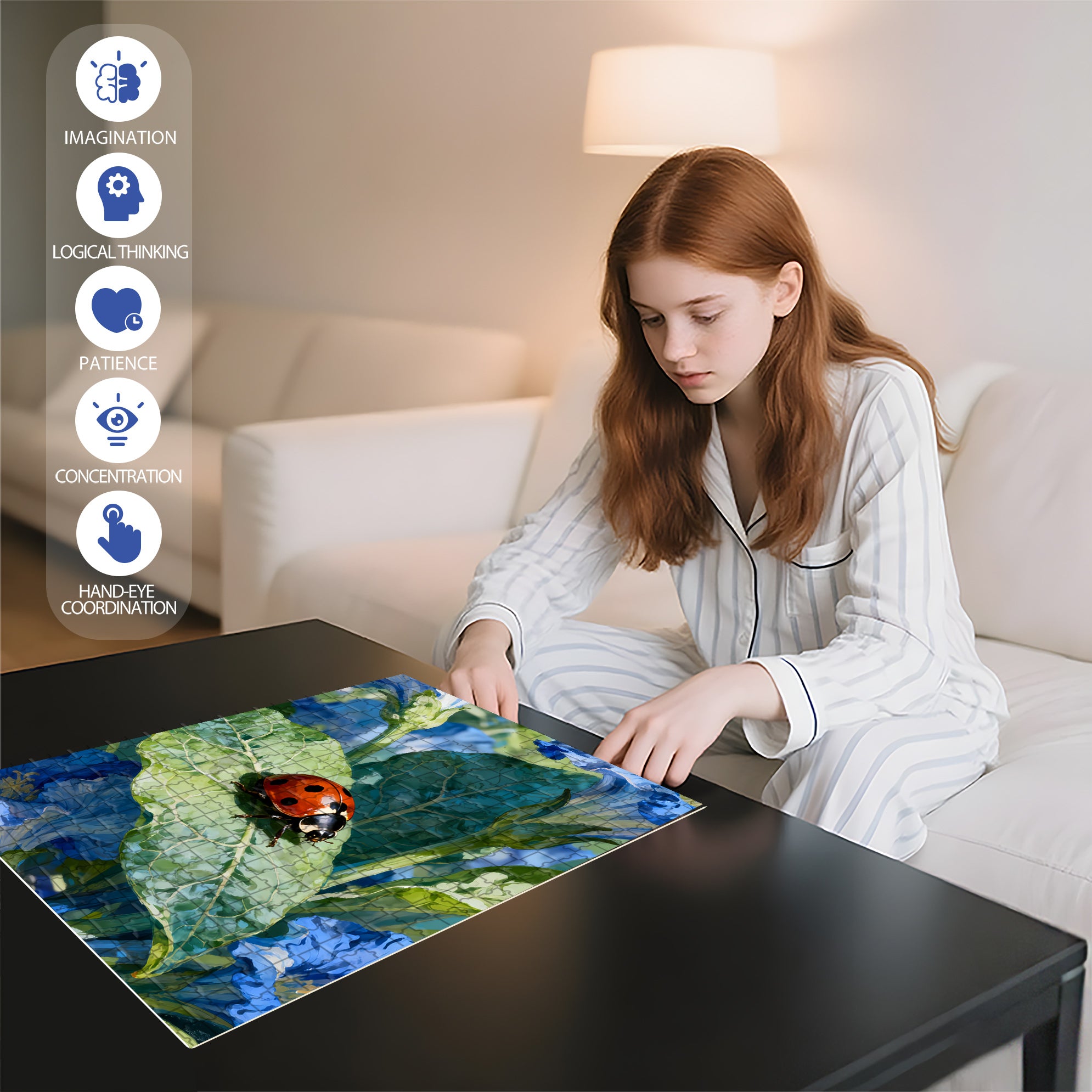 Ladybird 500pcs/1000pcs Jigsaw Puzzle, Scratch-Resistant, Interactive Family Game & Brain-Boosting DIY Decor, Perfect for Halloween, Christmas & New Year Gifts, Family Puzzle Game
