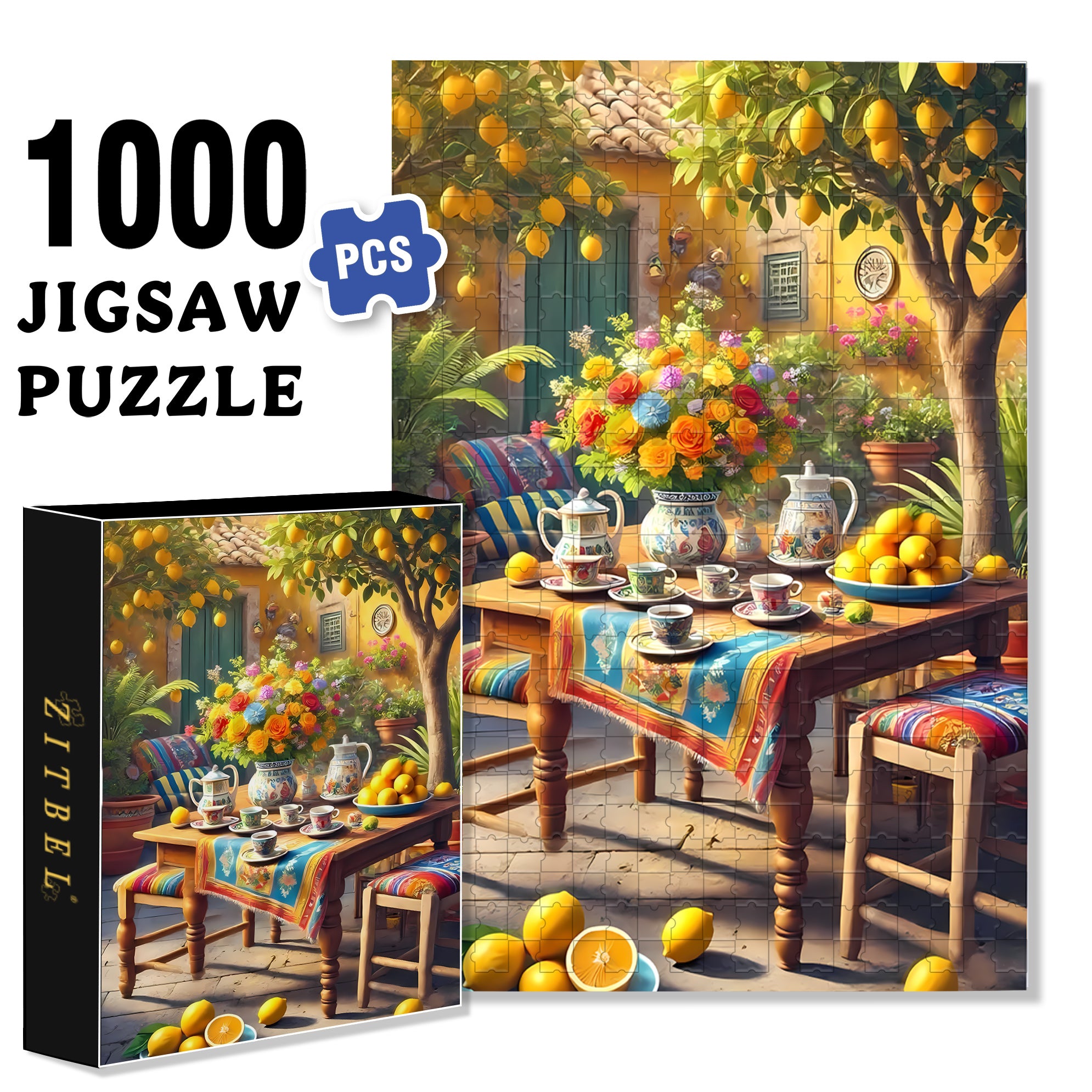 Lemon Tree 500pcs/1000pcs Jigsaw Puzzle, Scratch-Resistant, Interactive Family Game & Brain-Boosting DIY Decor, Perfect for Halloween, Christmas & New Year Gifts, Family Puzzle Game