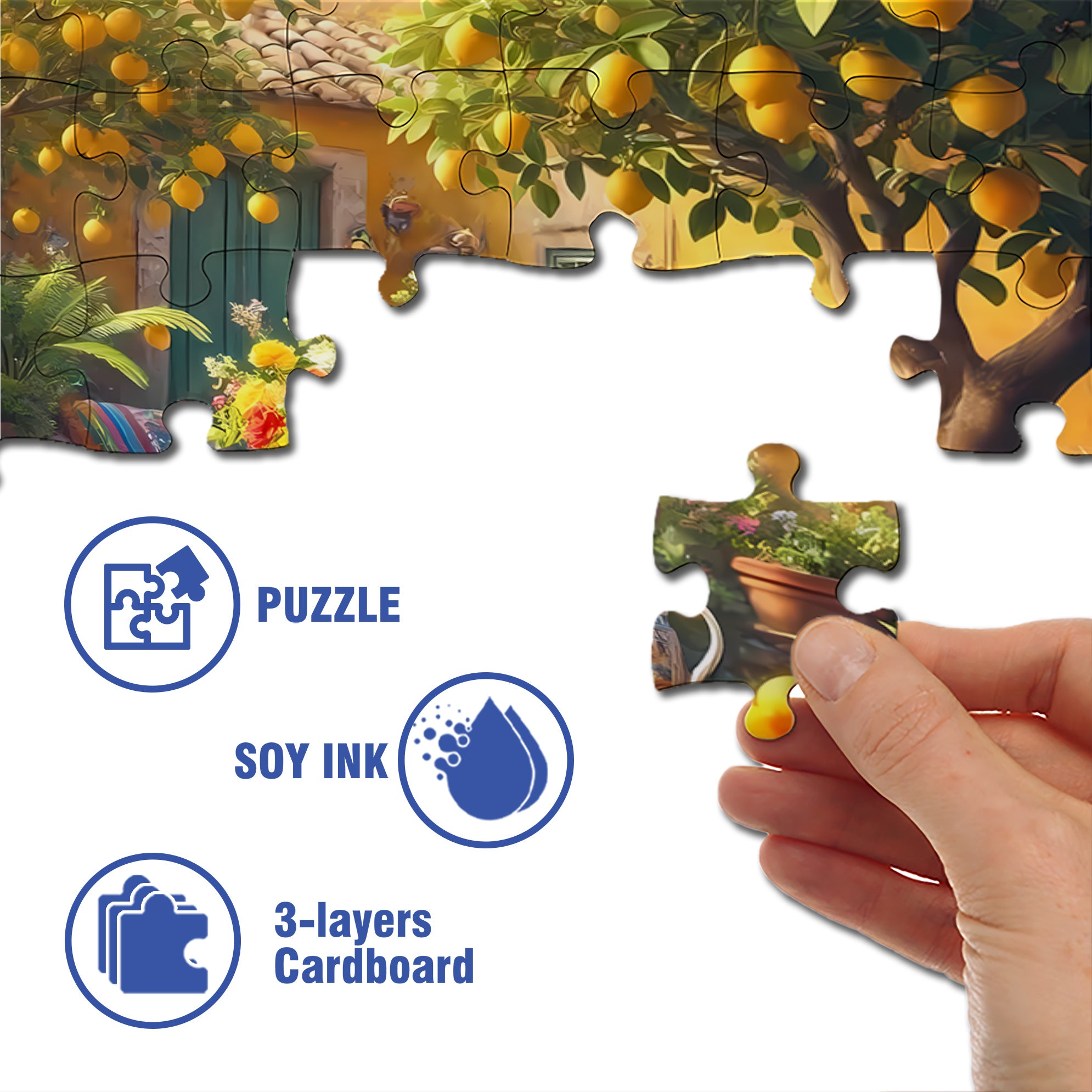 Lemon Tree 500pcs/1000pcs Jigsaw Puzzle, Scratch-Resistant, Interactive Family Game & Brain-Boosting DIY Decor, Perfect for Halloween, Christmas & New Year Gifts, Family Puzzle Game