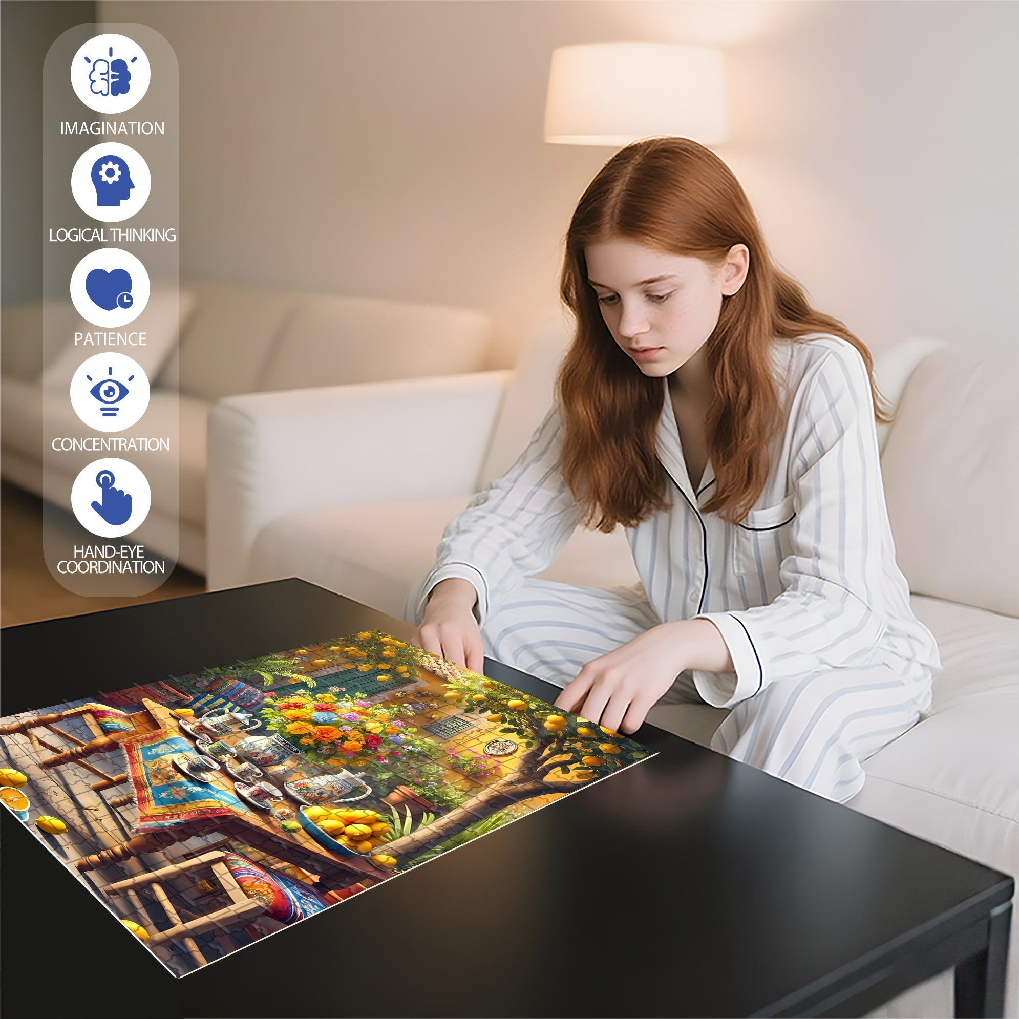 Lemon Tree 500pcs/1000pcs Jigsaw Puzzle, Scratch-Resistant, Interactive Family Game & Brain-Boosting DIY Decor, Perfect for Halloween, Christmas & New Year Gifts, Family Puzzle Game