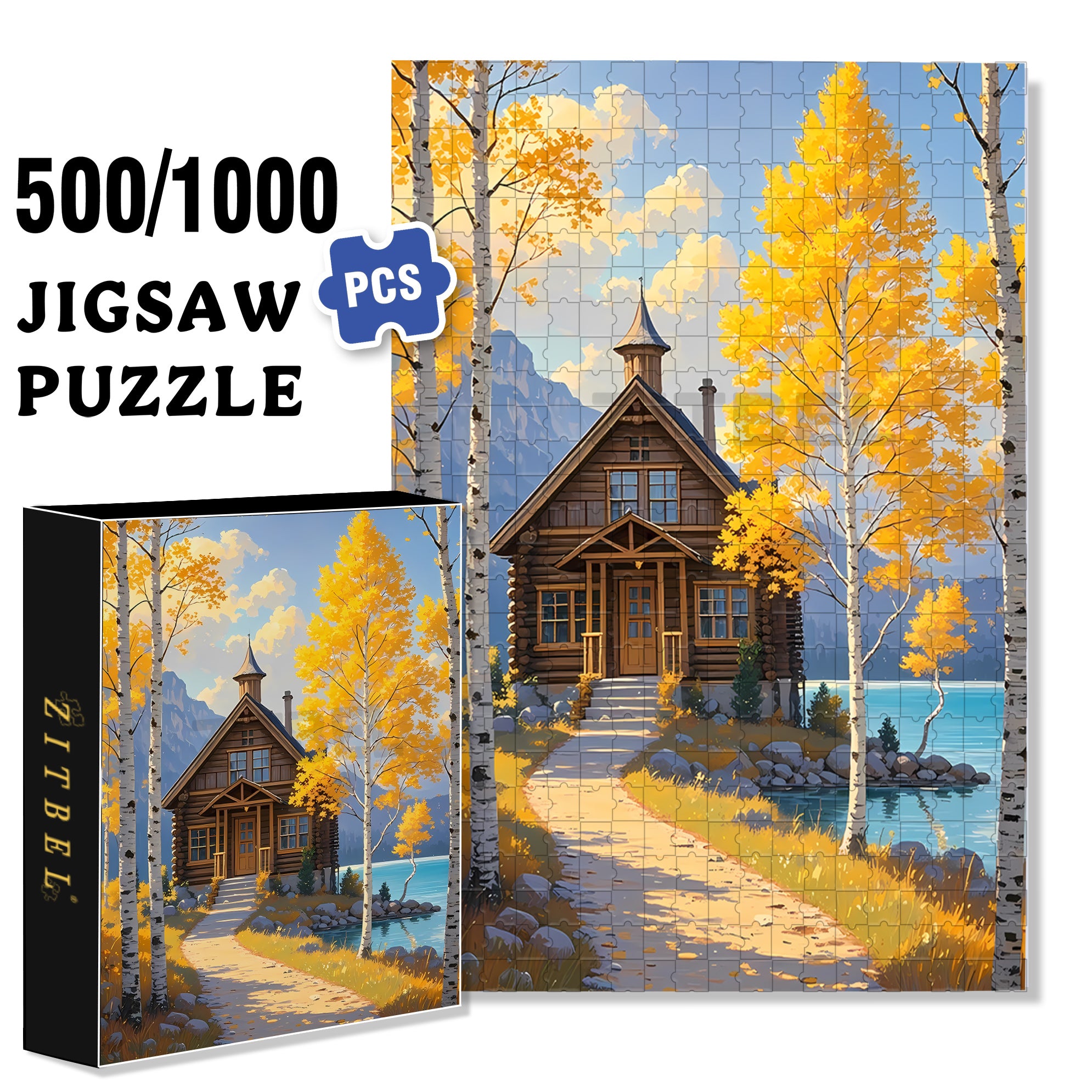Log Cabin 500pcs/1000pcs Jigsaw Puzzle, Scratch-Resistant, Interactive Family Game & Brain-Boosting DIY Decor, Perfect for Halloween, Christmas & New Year Gifts, Family Puzzle Game
