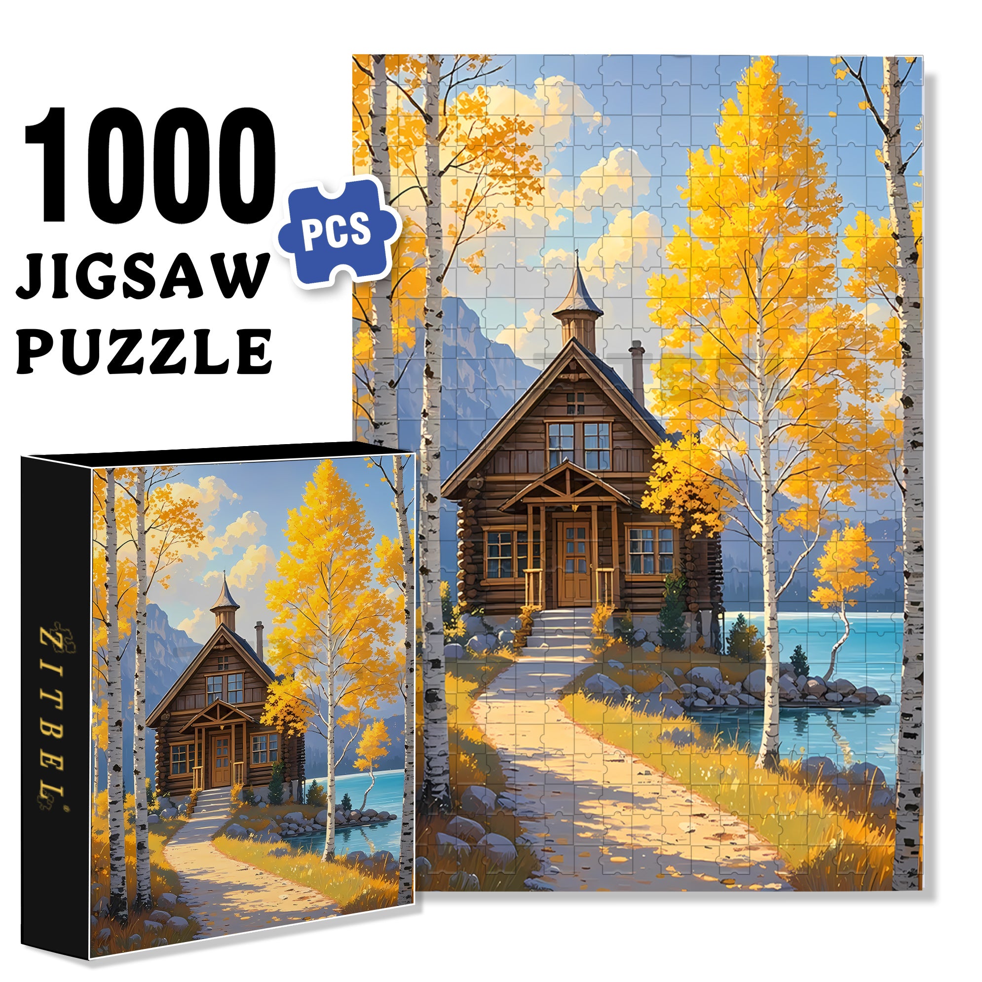 Log Cabin 500pcs/1000pcs Jigsaw Puzzle, Scratch-Resistant, Interactive Family Game & Brain-Boosting DIY Decor, Perfect for Halloween, Christmas & New Year Gifts, Family Puzzle Game