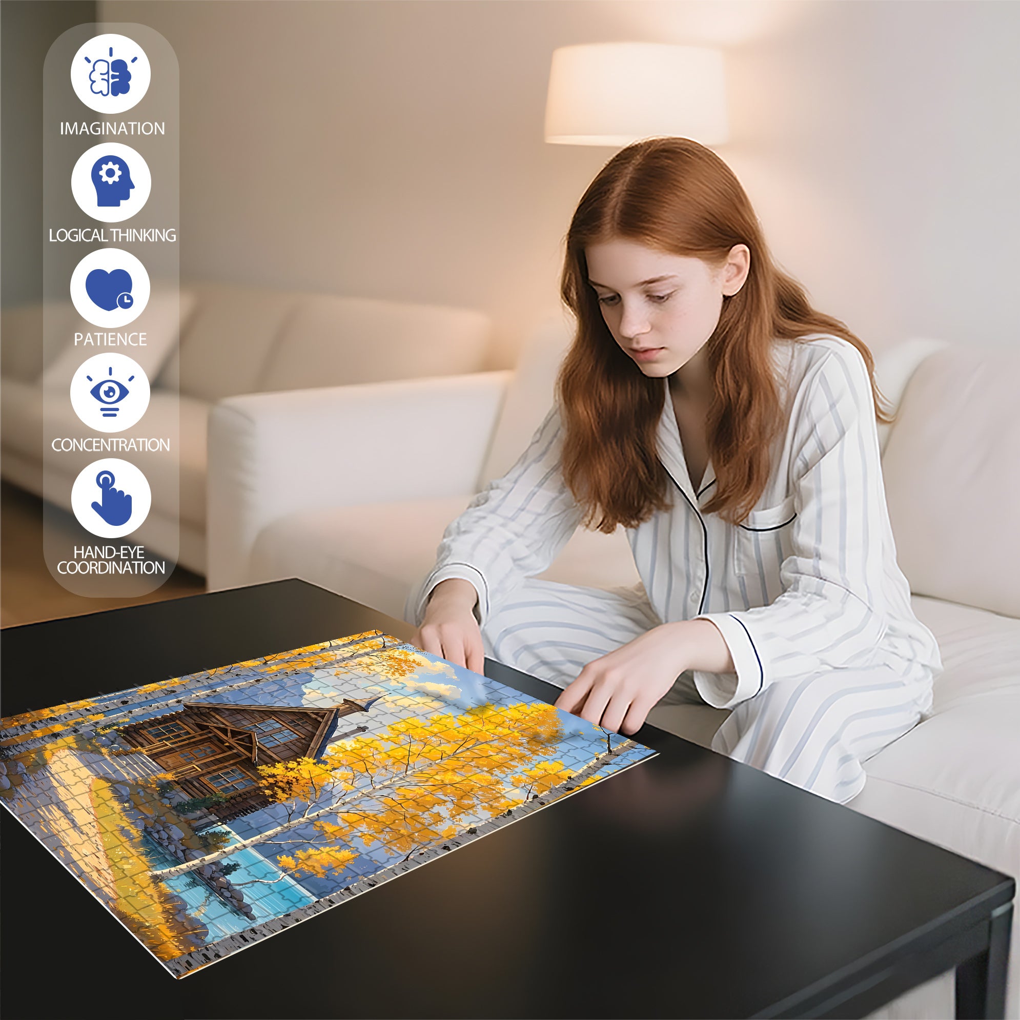 Log Cabin 500pcs/1000pcs Jigsaw Puzzle, Scratch-Resistant, Interactive Family Game & Brain-Boosting DIY Decor, Perfect for Halloween, Christmas & New Year Gifts, Family Puzzle Game