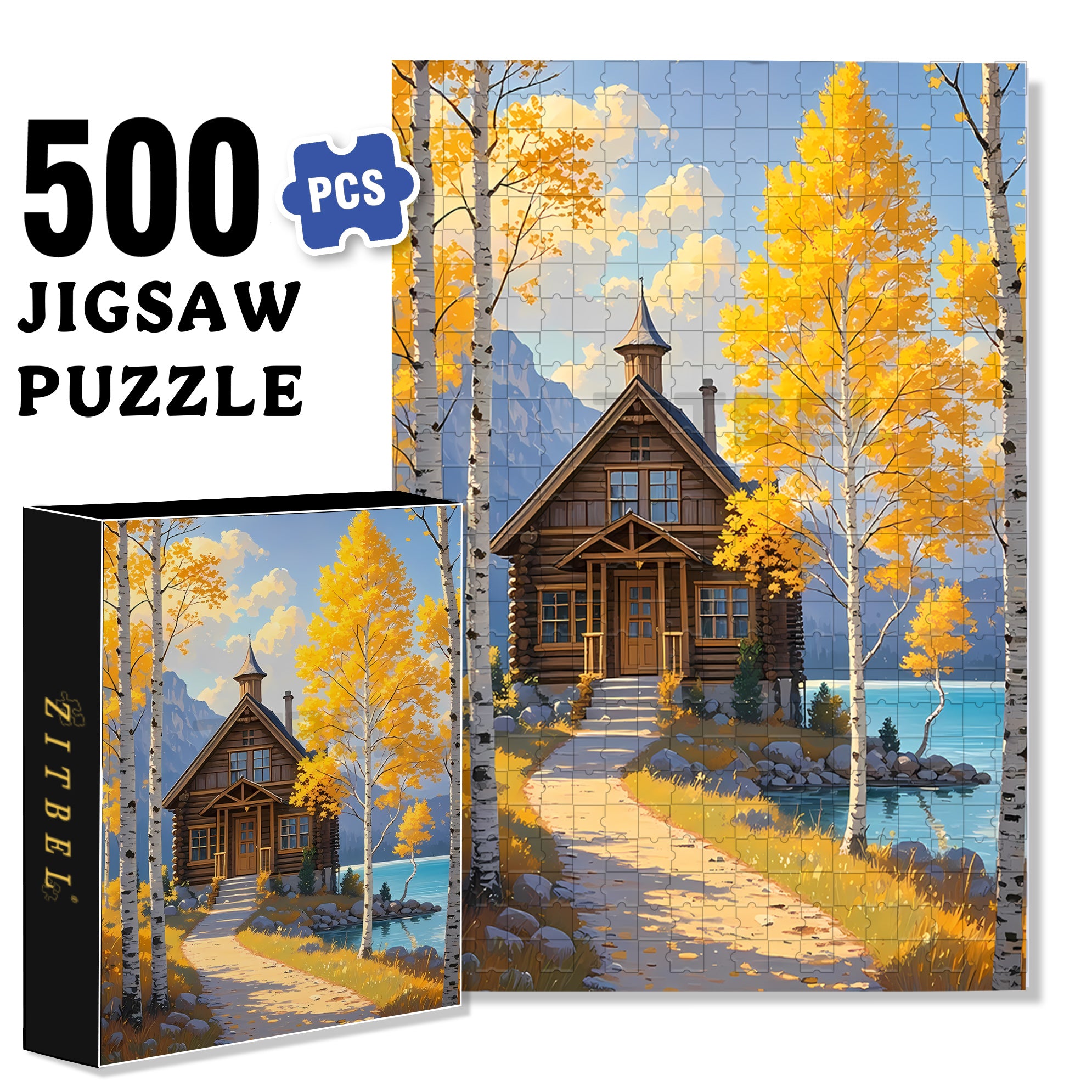 Log Cabin 500pcs/1000pcs Jigsaw Puzzle, Scratch-Resistant, Interactive Family Game & Brain-Boosting DIY Decor, Perfect for Halloween, Christmas & New Year Gifts, Family Puzzle Game