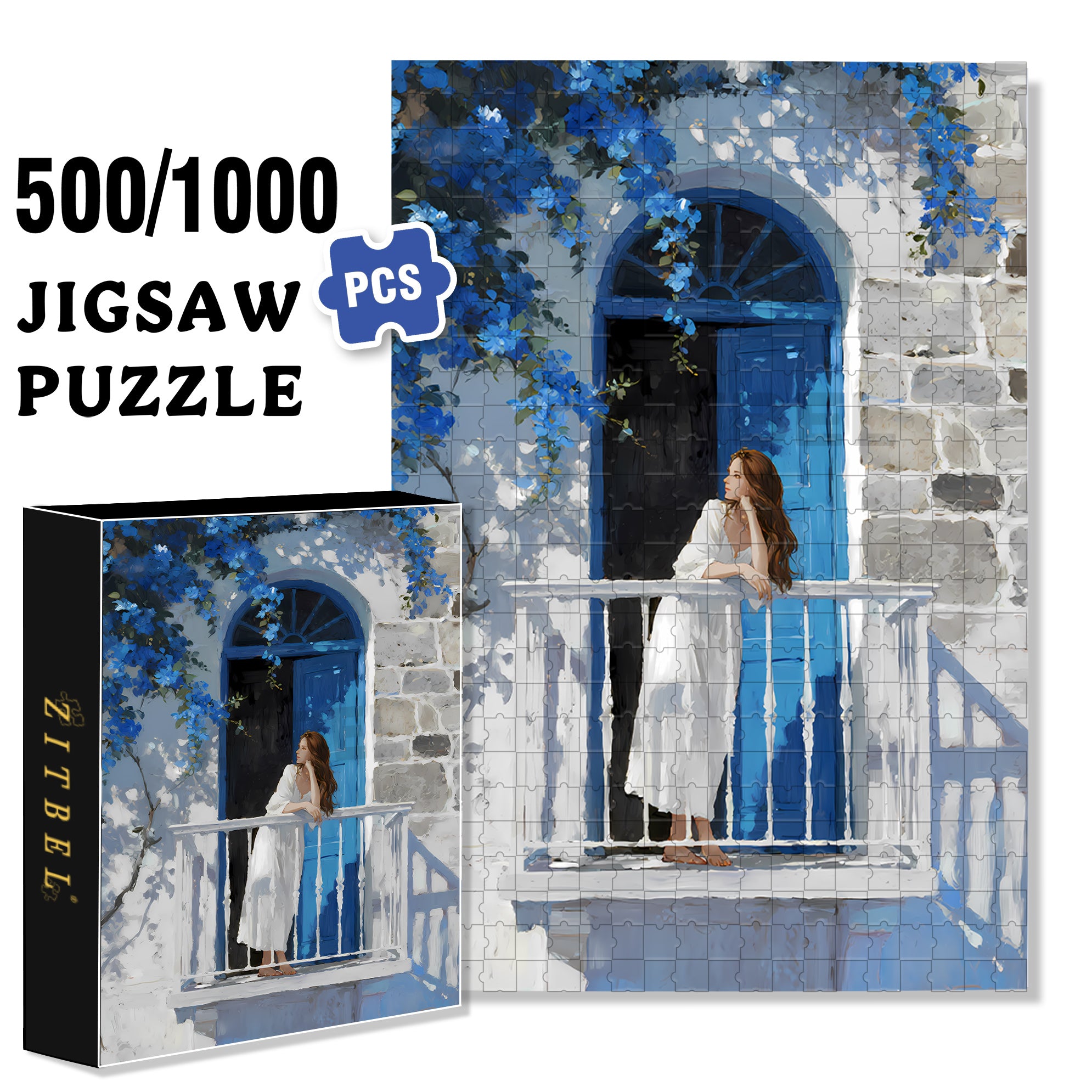 Overlooking 500pcs/1000pcs Jigsaw Puzzle, Scratch-Resistant, Interactive Family Game & Brain-Boosting DIY Decor, Perfect for Halloween, Christmas & New Year Gifts, Family Puzzle Game