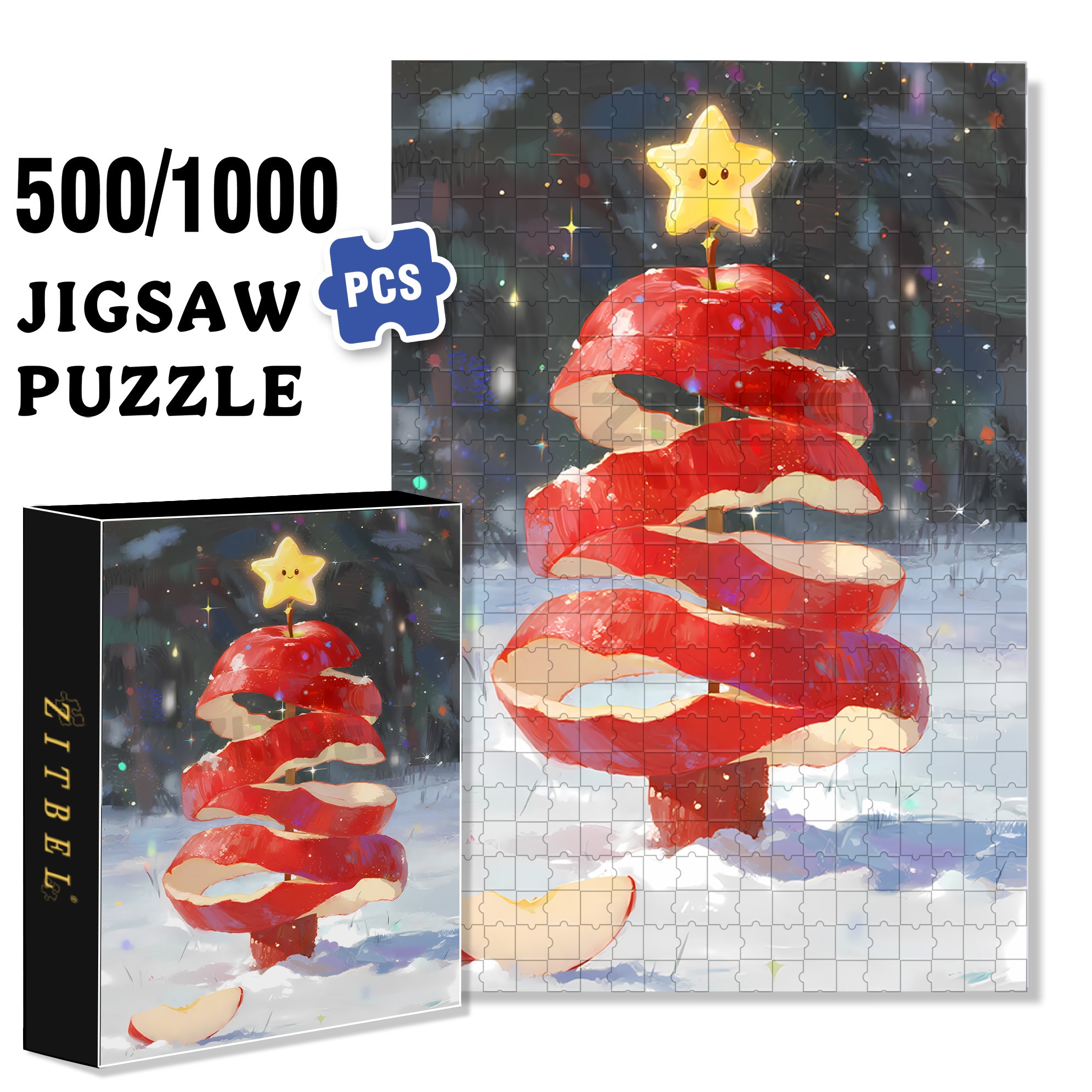 Peeling An Apple 500pcs/1000pcs Jigsaw Puzzle, Scratch-Resistant, Interactive Family Game & Brain-Boosting DIY Decor, Perfect for Halloween, Christmas & New Year Gifts, Family Puzzle Game