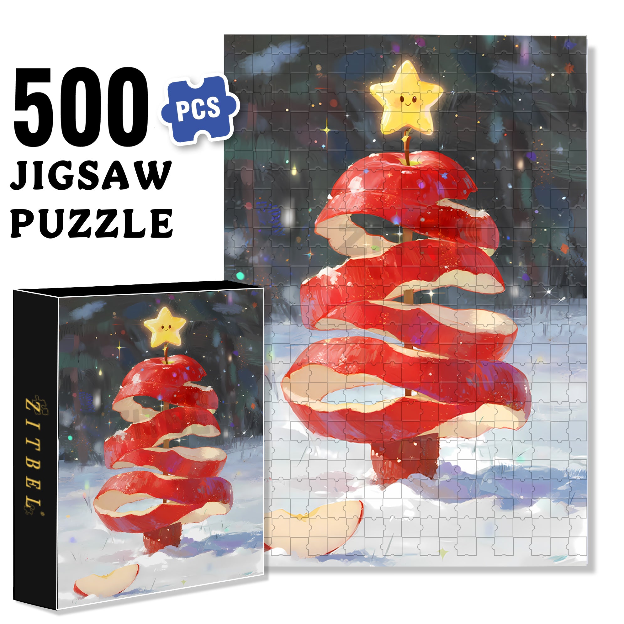Peeling An Apple 500pcs/1000pcs Jigsaw Puzzle, Scratch-Resistant, Interactive Family Game & Brain-Boosting DIY Decor, Perfect for Halloween, Christmas & New Year Gifts, Family Puzzle Game
