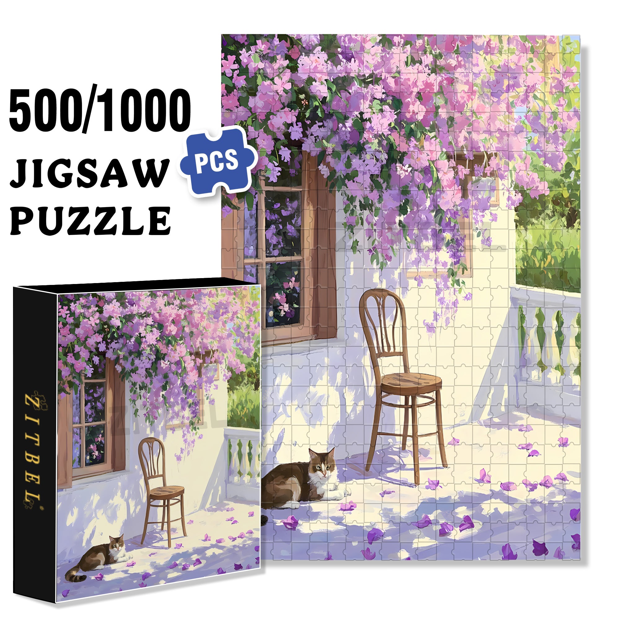 Purple Vines 500pcs/1000pcs Jigsaw Puzzle, Scratch-Resistant, Interactive Family Game & Brain-Boosting DIY Decor, Perfect for Halloween, Christmas & New Year Gifts, Family Puzzle Game