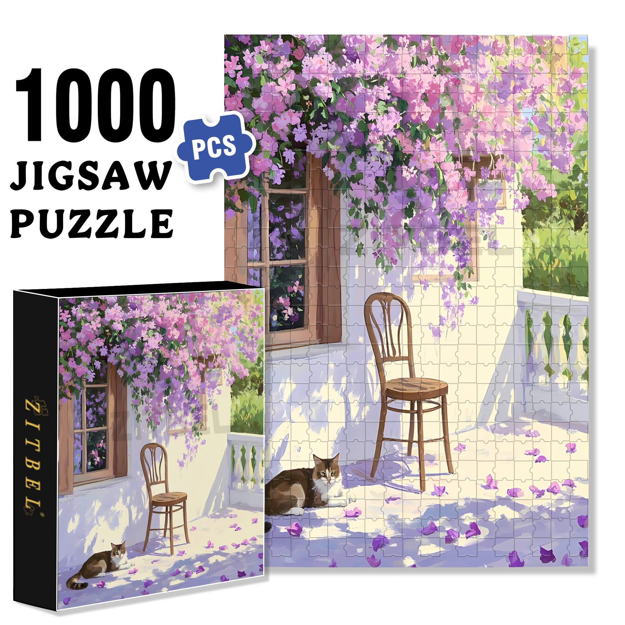 Purple Vines 500pcs/1000pcs Jigsaw Puzzle, Scratch-Resistant, Interactive Family Game & Brain-Boosting DIY Decor, Perfect for Halloween, Christmas & New Year Gifts, Family Puzzle Game