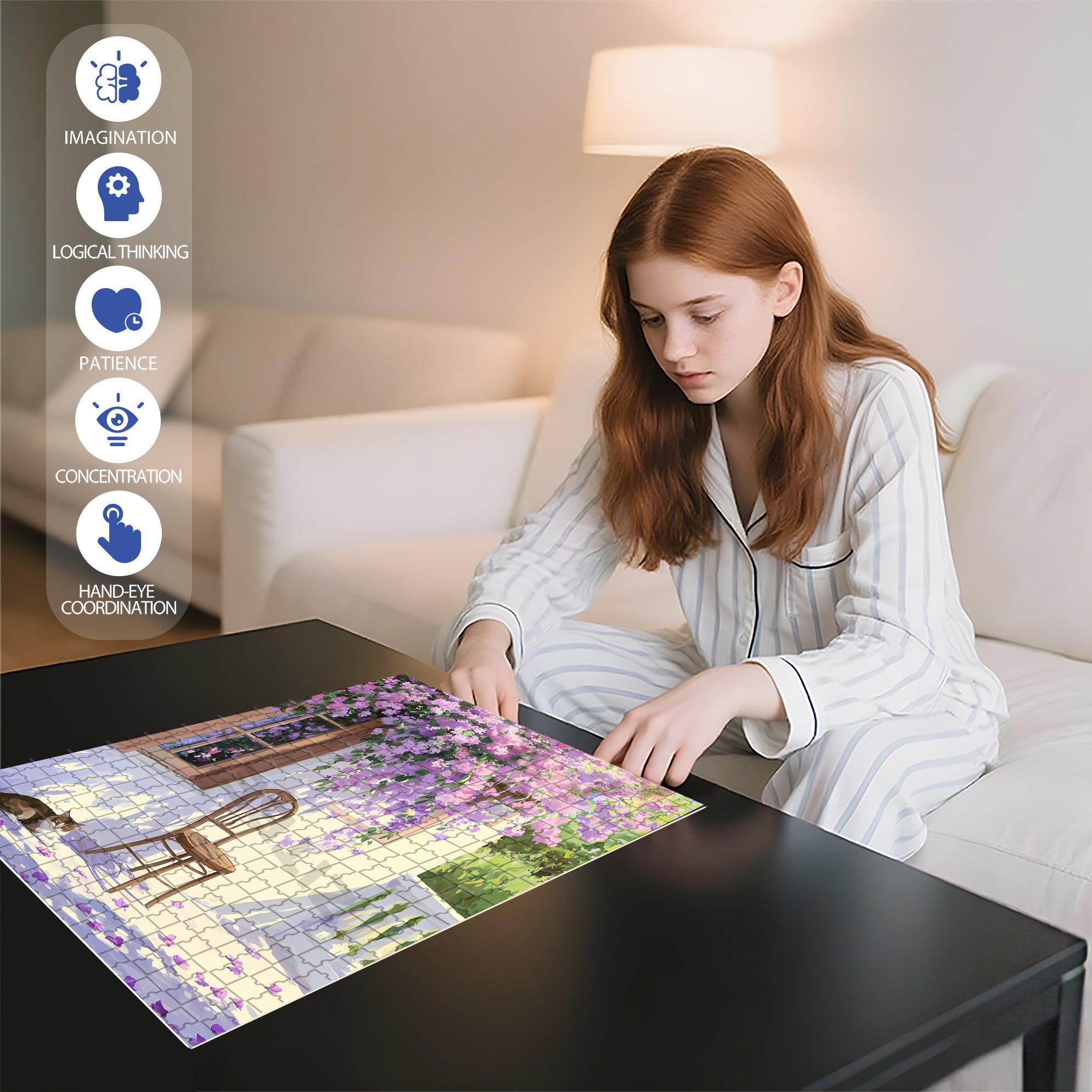 Purple Vines 500pcs/1000pcs Jigsaw Puzzle, Scratch-Resistant, Interactive Family Game & Brain-Boosting DIY Decor, Perfect for Halloween, Christmas & New Year Gifts, Family Puzzle Game