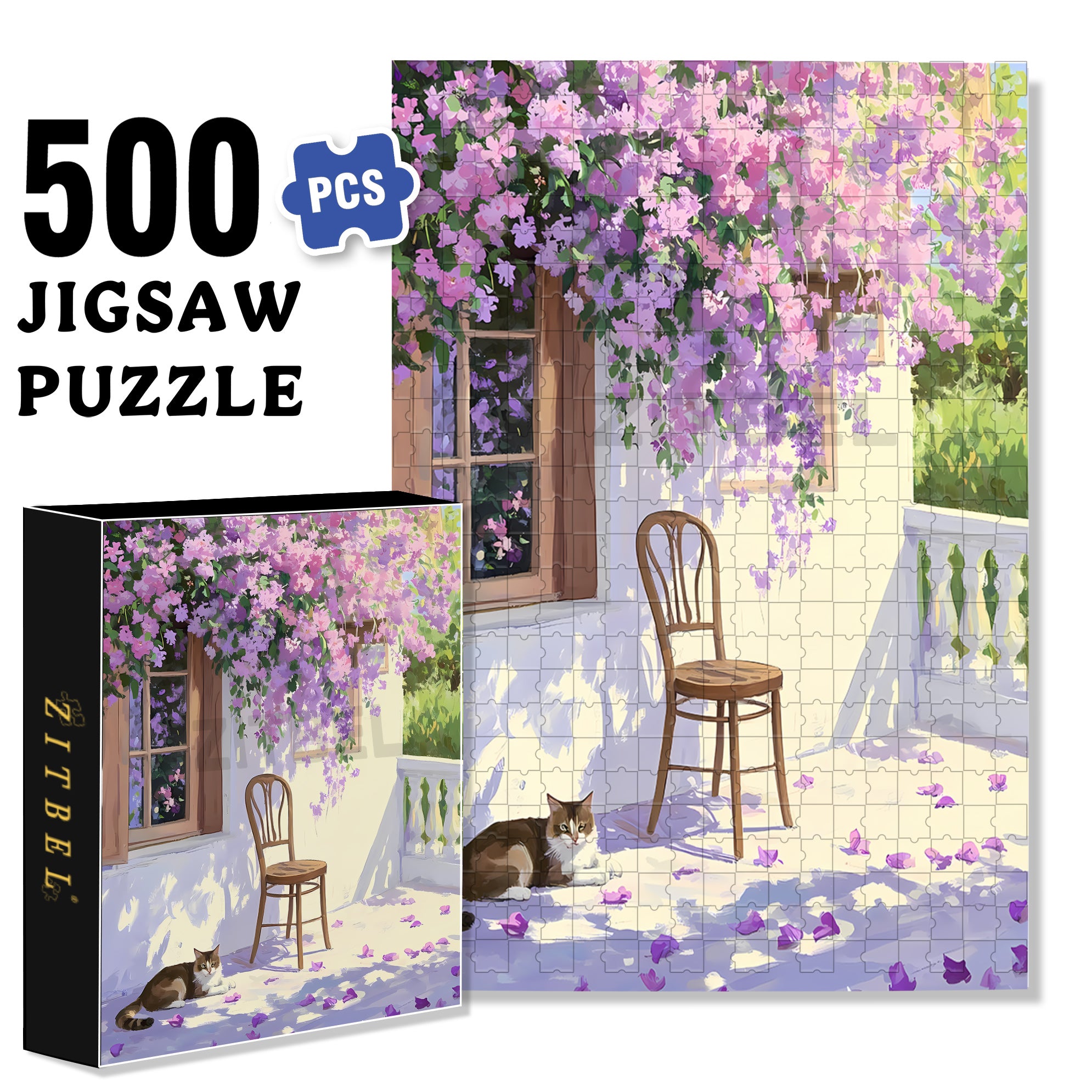 Purple Vines 500pcs/1000pcs Jigsaw Puzzle, Scratch-Resistant, Interactive Family Game & Brain-Boosting DIY Decor, Perfect for Halloween, Christmas & New Year Gifts, Family Puzzle Game