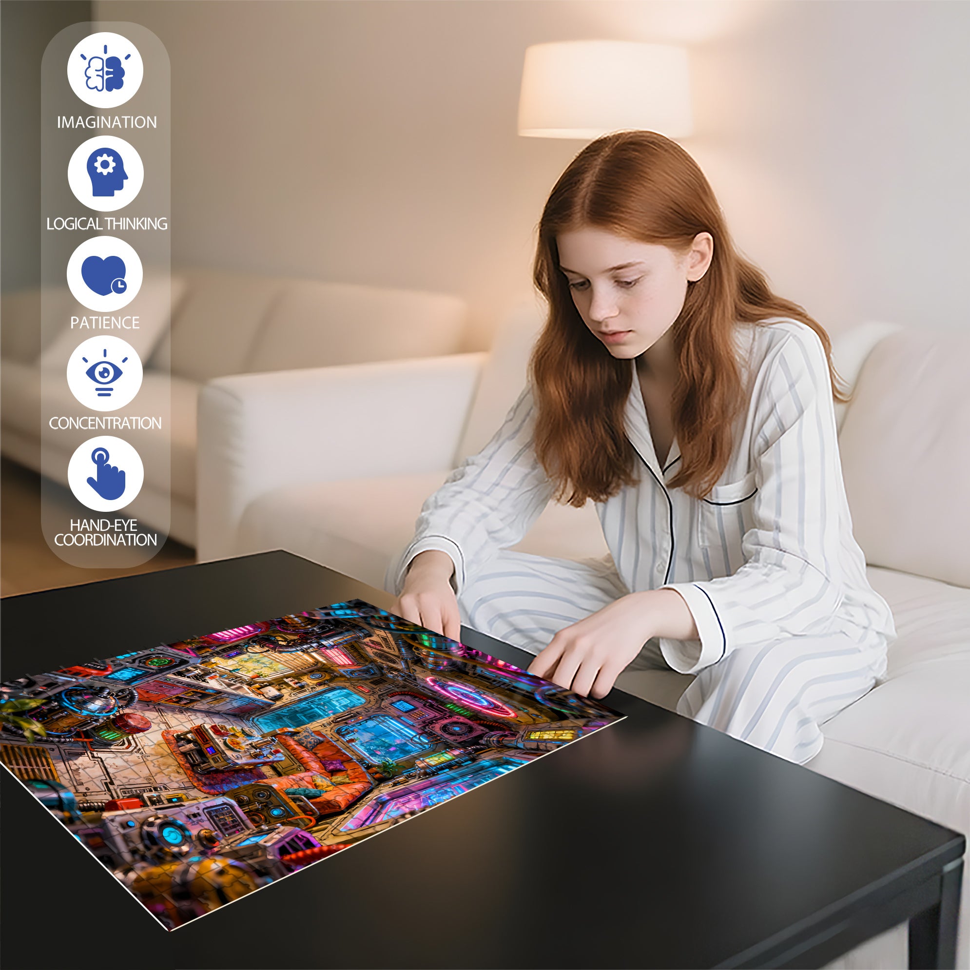 Room Of The Future 500pcs/1000pcs Jigsaw Puzzle, Scratch-Resistant, Interactive Family Game & Brain-Boosting DIY Decor, Perfect for Halloween, Christmas & New Year Gifts, Family Puzzle Game
