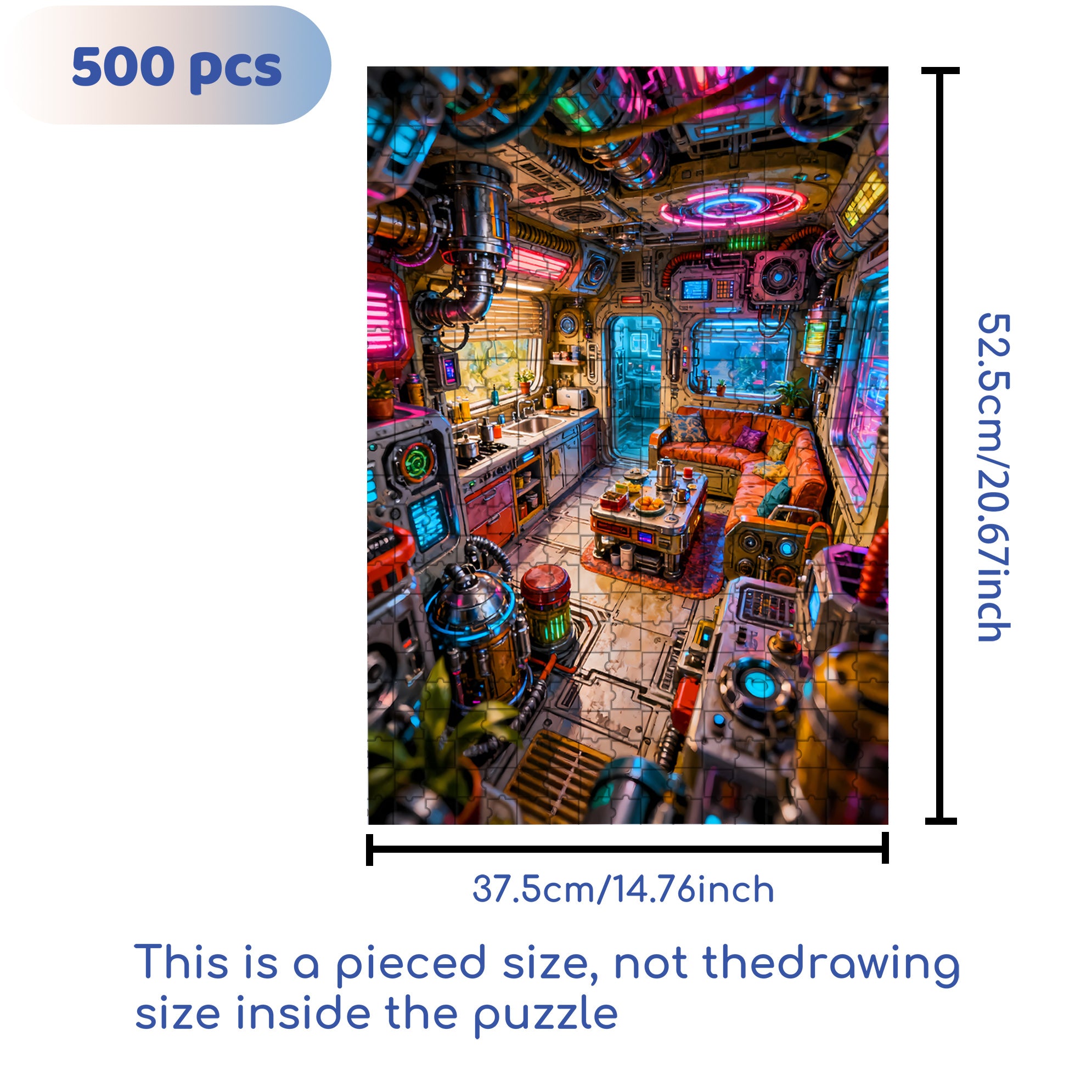 Room Of The Future 500pcs/1000pcs Jigsaw Puzzle, Scratch-Resistant, Interactive Family Game & Brain-Boosting DIY Decor, Perfect for Halloween, Christmas & New Year Gifts, Family Puzzle Game