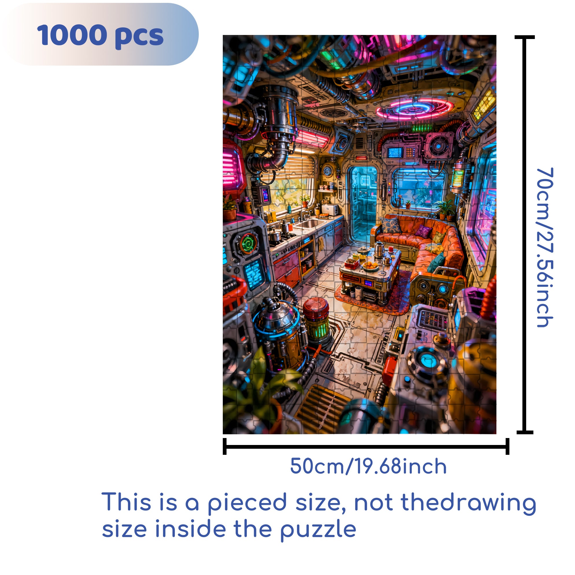Room Of The Future 500pcs/1000pcs Jigsaw Puzzle, Scratch-Resistant, Interactive Family Game & Brain-Boosting DIY Decor, Perfect for Halloween, Christmas & New Year Gifts, Family Puzzle Game