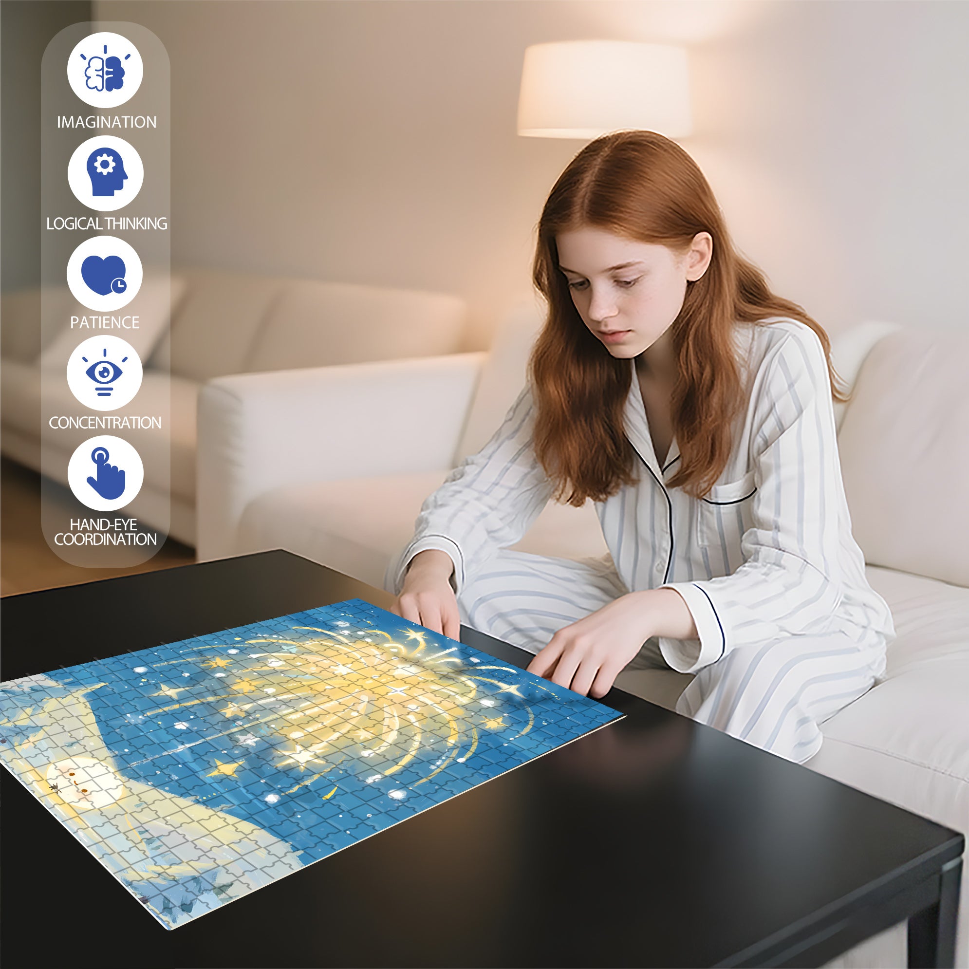 Snow Fireworks 500pcs/1000pcs Jigsaw Puzzle, Scratch-Resistant, Interactive Family Game & Brain-Boosting DIY Decor, Perfect for Halloween, Christmas & New Year Gifts, Family Puzzle Game