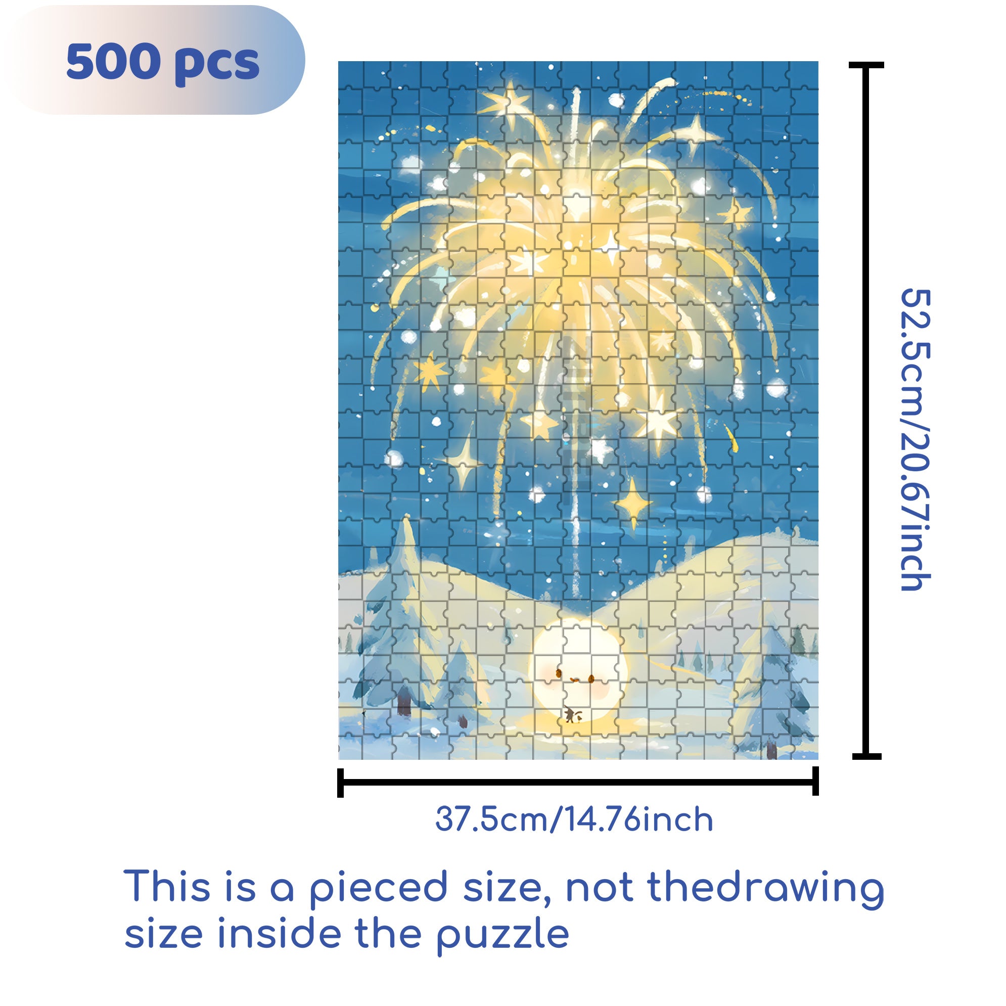 Snow Fireworks 500pcs/1000pcs Jigsaw Puzzle, Scratch-Resistant, Interactive Family Game & Brain-Boosting DIY Decor, Perfect for Halloween, Christmas & New Year Gifts, Family Puzzle Game