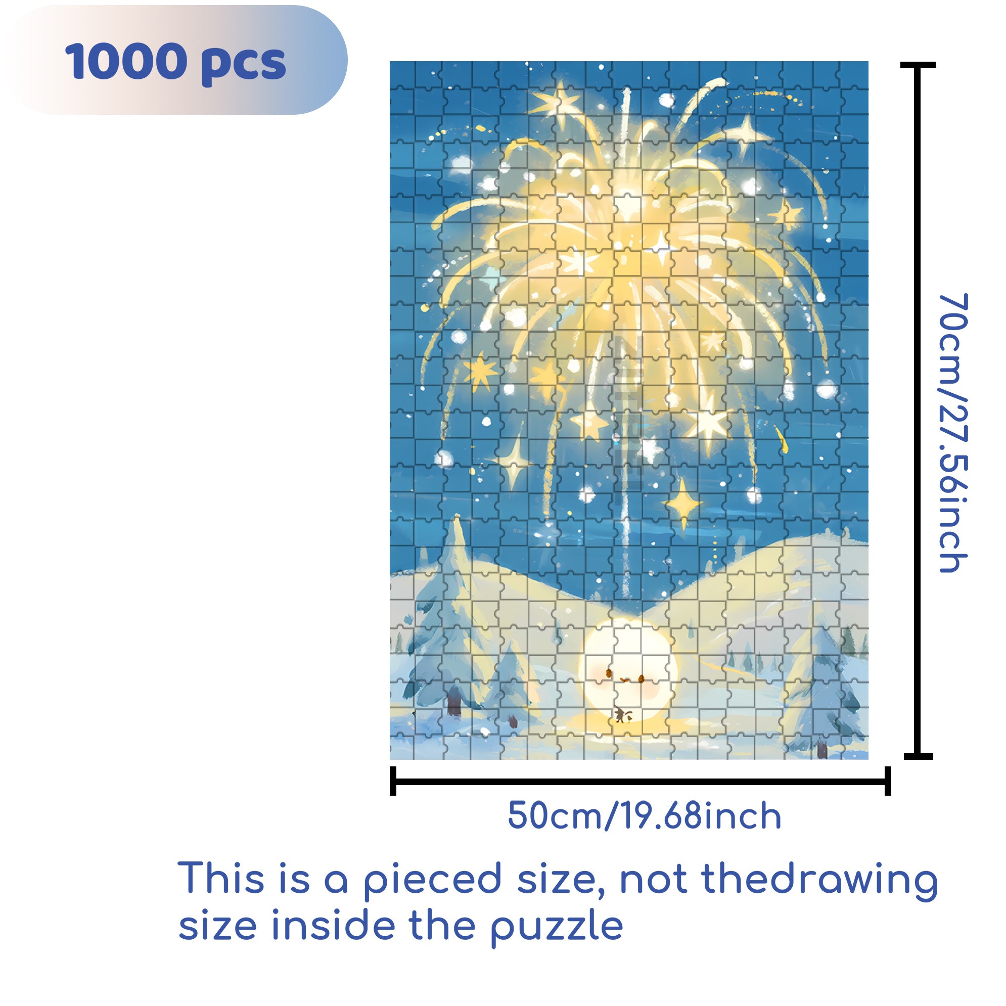 Snow Fireworks 500pcs/1000pcs Jigsaw Puzzle, Scratch-Resistant, Interactive Family Game & Brain-Boosting DIY Decor, Perfect for Halloween, Christmas & New Year Gifts, Family Puzzle Game
