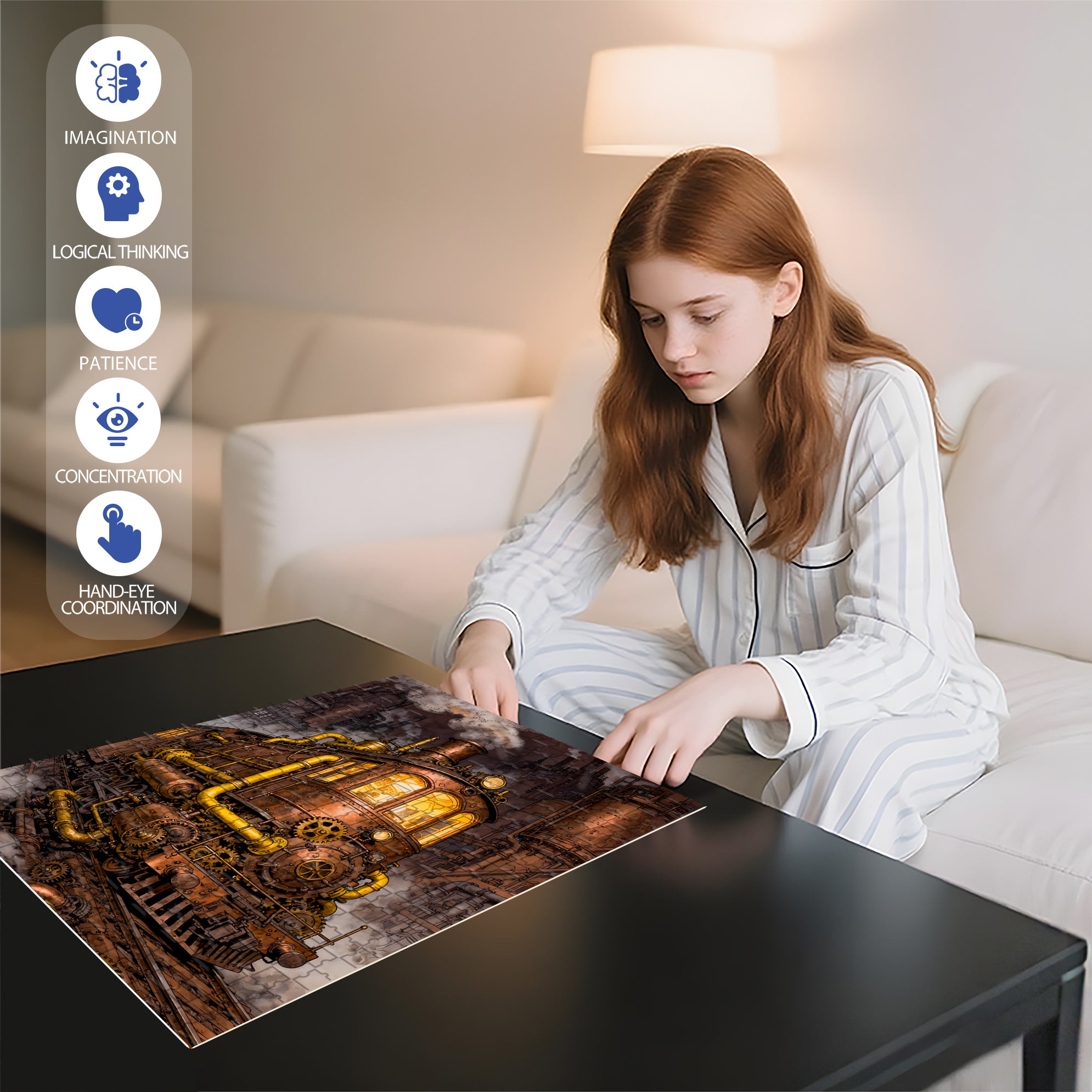 Steam Train 500pcs/1000pcs Jigsaw Puzzle, Scratch-Resistant, Interactive Family Game & Brain-Boosting DIY Decor, Perfect for Halloween, Christmas & New Year Gifts, Family Puzzle Game