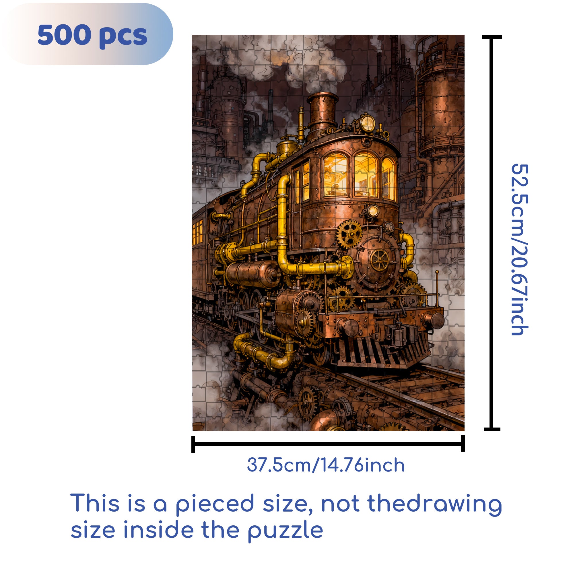 Steam Train 500pcs/1000pcs Jigsaw Puzzle, Scratch-Resistant, Interactive Family Game & Brain-Boosting DIY Decor, Perfect for Halloween, Christmas & New Year Gifts, Family Puzzle Game