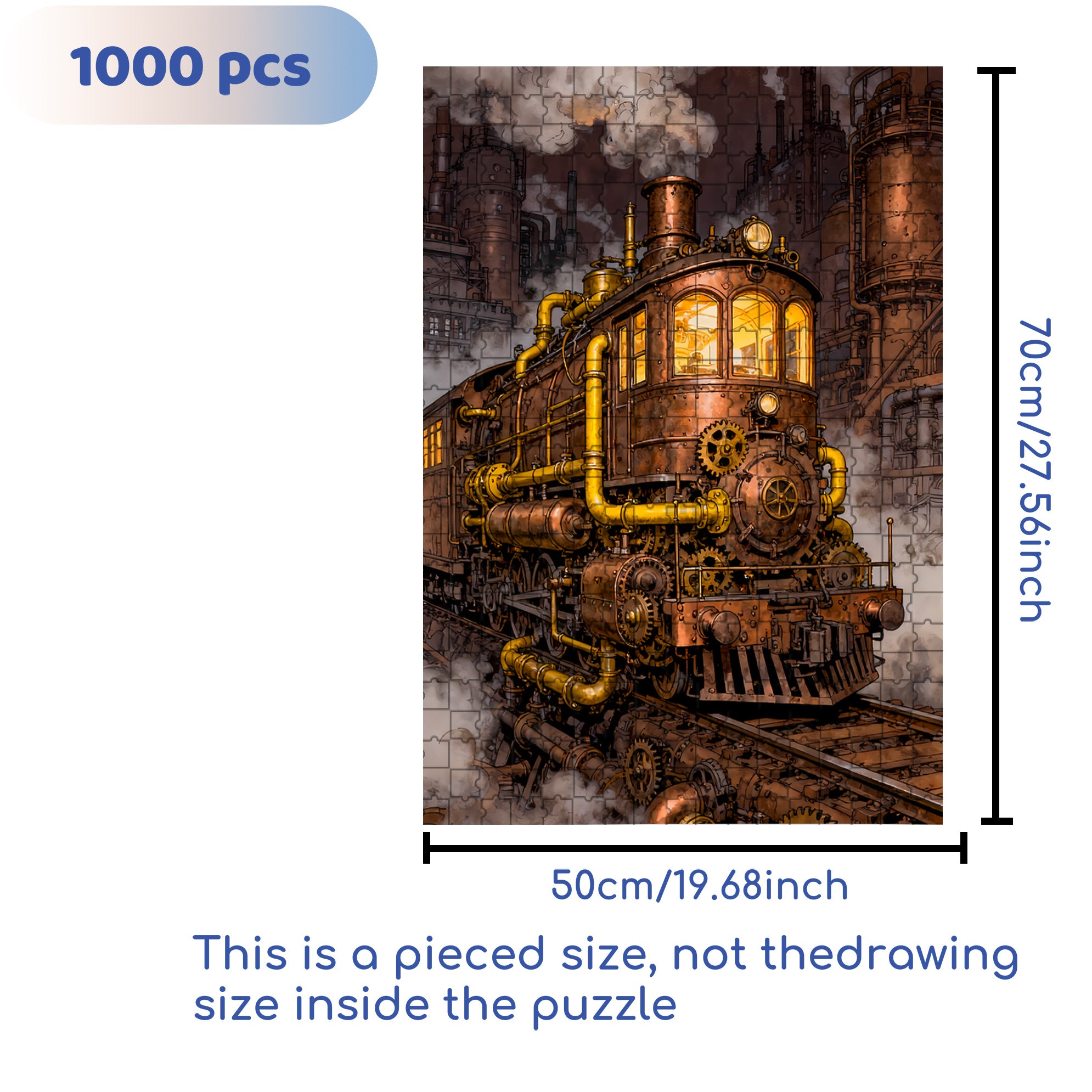 Steam Train 500pcs/1000pcs Jigsaw Puzzle, Scratch-Resistant, Interactive Family Game & Brain-Boosting DIY Decor, Perfect for Halloween, Christmas & New Year Gifts, Family Puzzle Game