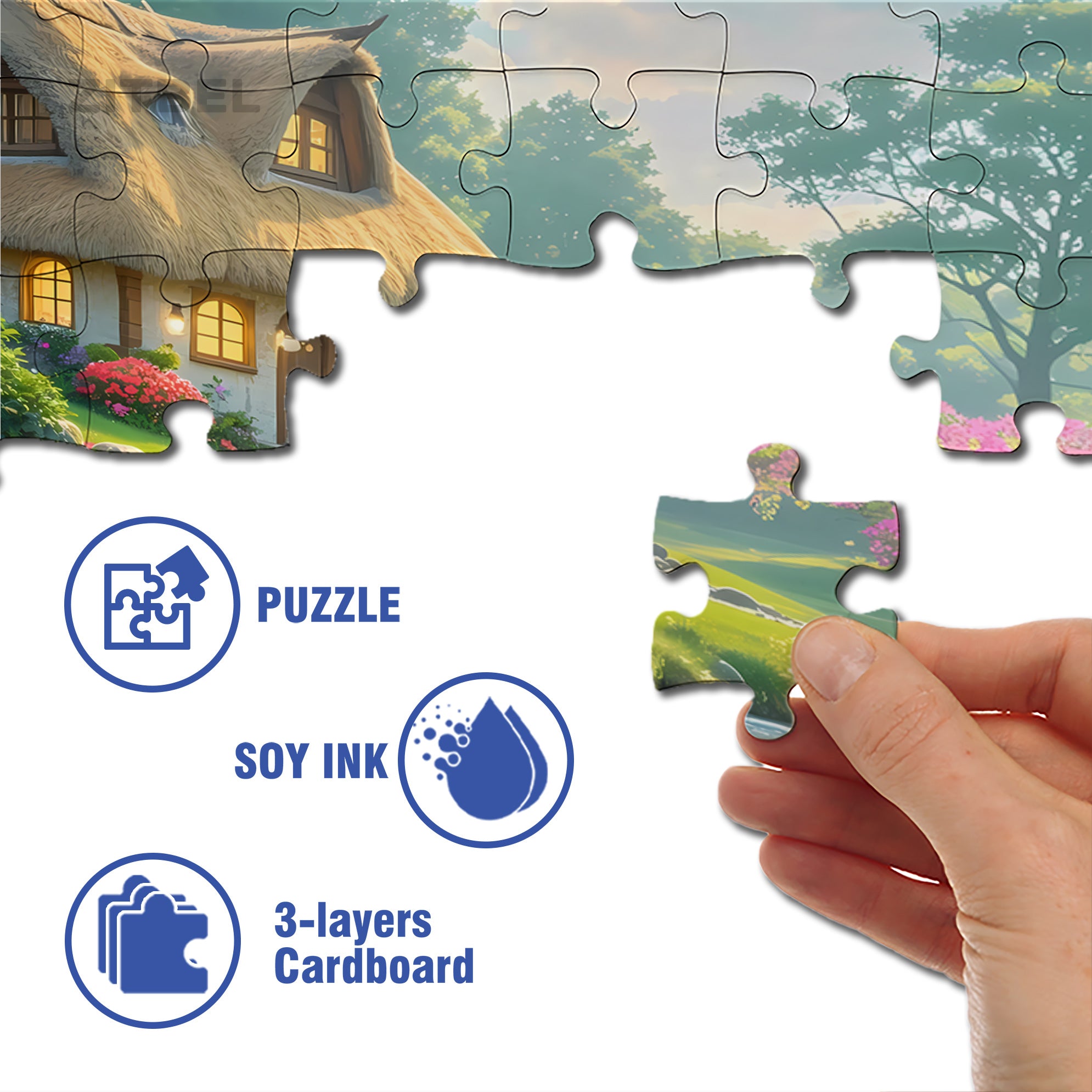 Stone Road 500pcs/1000pcs Jigsaw Puzzle, Scratch-Resistant, Interactive Family Game & Brain-Boosting DIY Decor, Perfect for Halloween, Christmas & New Year Gifts, Family Puzzle Game