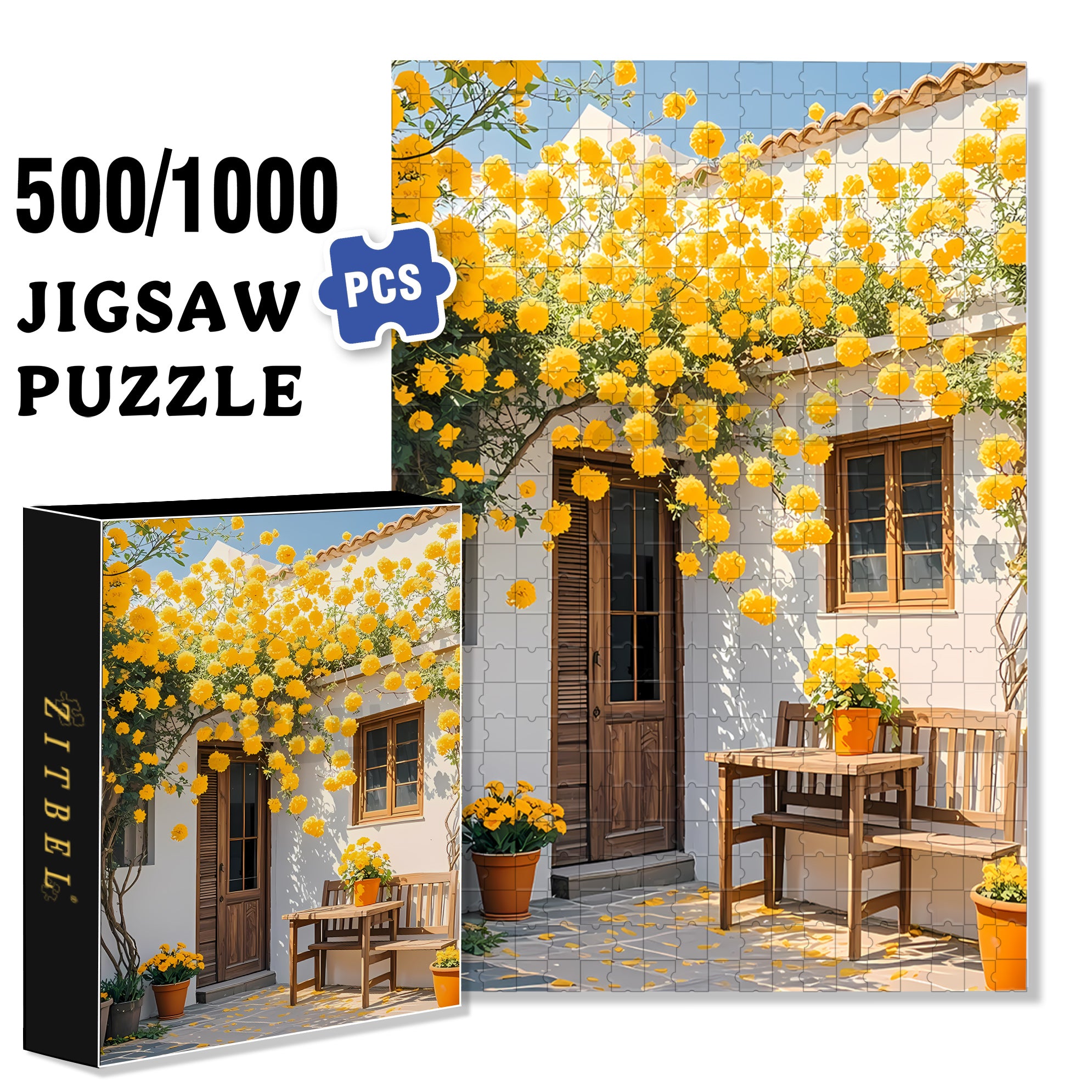 Summer Yard 500pcs/1000pcs Jigsaw Puzzle, Scratch-Resistant, Interactive Family Game & Brain-Boosting DIY Decor, Perfect for Halloween, Christmas & New Year Gifts, Family Puzzle Game