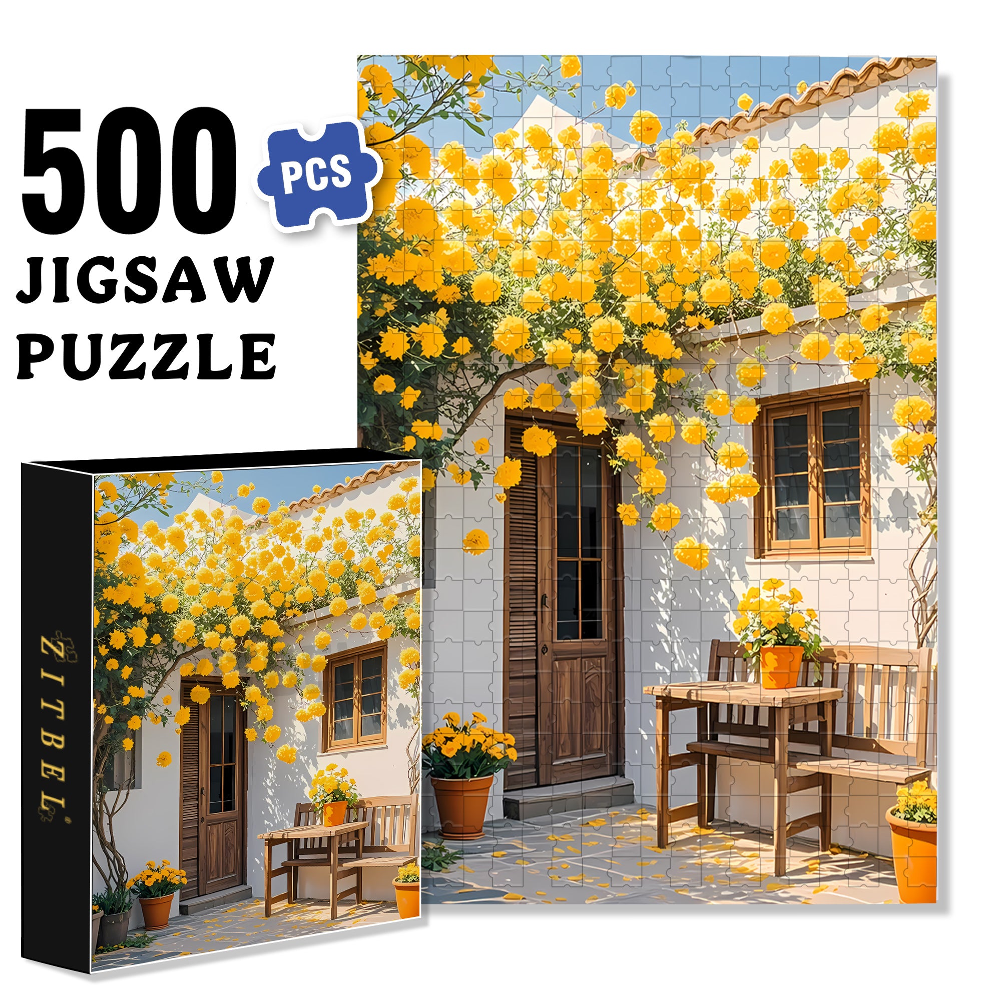 Summer Yard 500pcs/1000pcs Jigsaw Puzzle, Scratch-Resistant, Interactive Family Game & Brain-Boosting DIY Decor, Perfect for Halloween, Christmas & New Year Gifts, Family Puzzle Game
