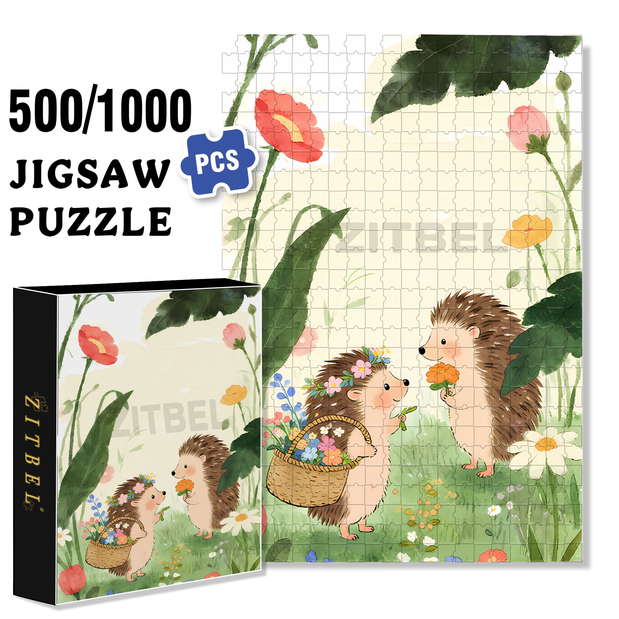 The Day Of  The Little Hedgehog 500pcs/1000pcs Jigsaw Puzzle, Scratch-Resistant, Interactive Family Game & Brain-Boosting DIY Decor, Perfect for Halloween, Christmas & New Year Gifts, Family Puzzle Game
