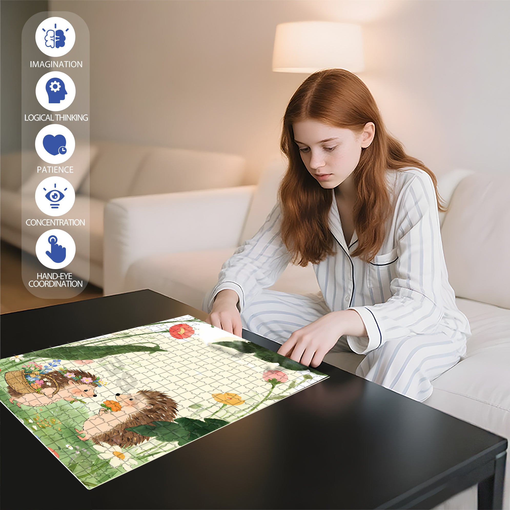 The Day Of  The Little Hedgehog 500pcs/1000pcs Jigsaw Puzzle, Scratch-Resistant, Interactive Family Game & Brain-Boosting DIY Decor, Perfect for Halloween, Christmas & New Year Gifts, Family Puzzle Game