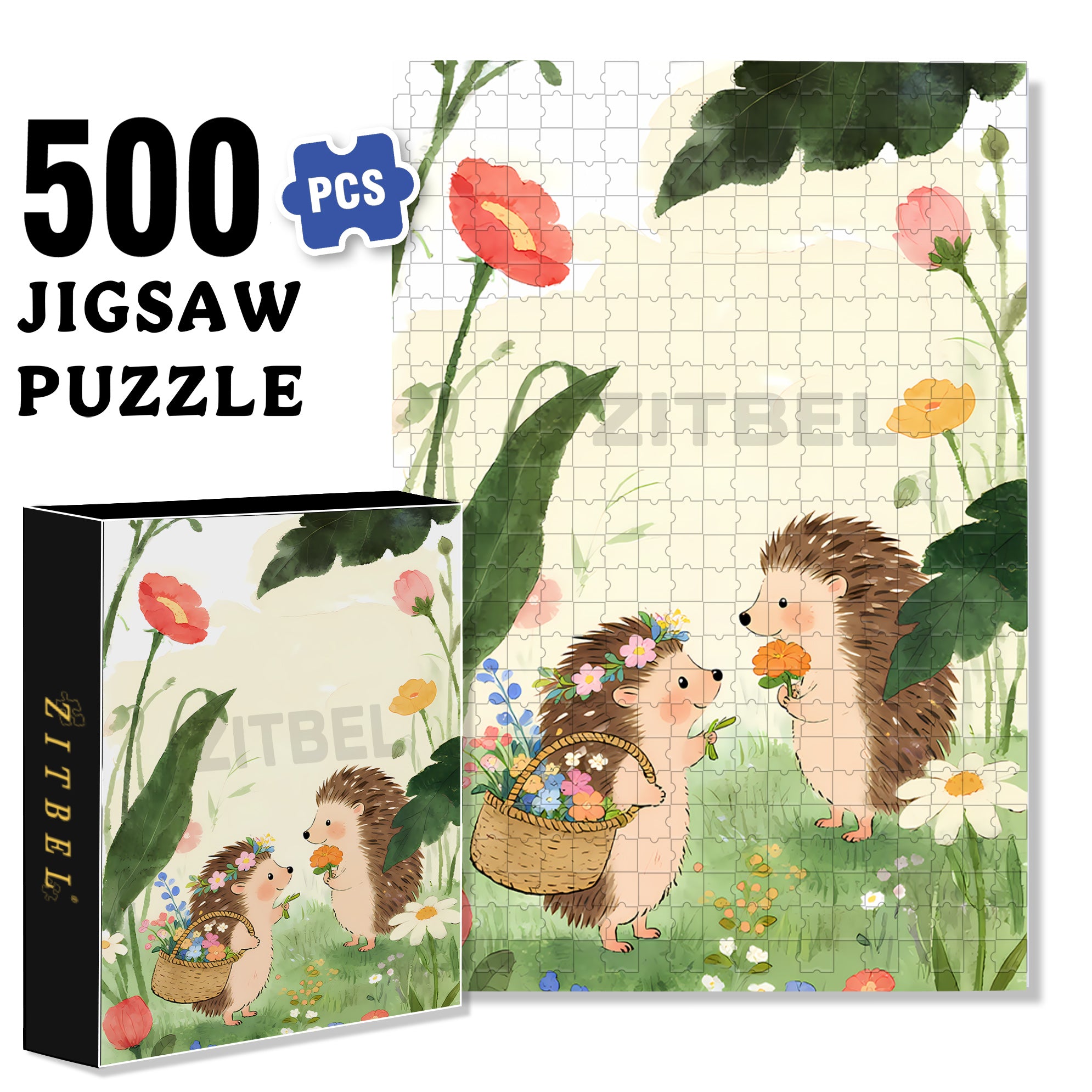 The Day Of  The Little Hedgehog 500pcs/1000pcs Jigsaw Puzzle, Scratch-Resistant, Interactive Family Game & Brain-Boosting DIY Decor, Perfect for Halloween, Christmas & New Year Gifts, Family Puzzle Game