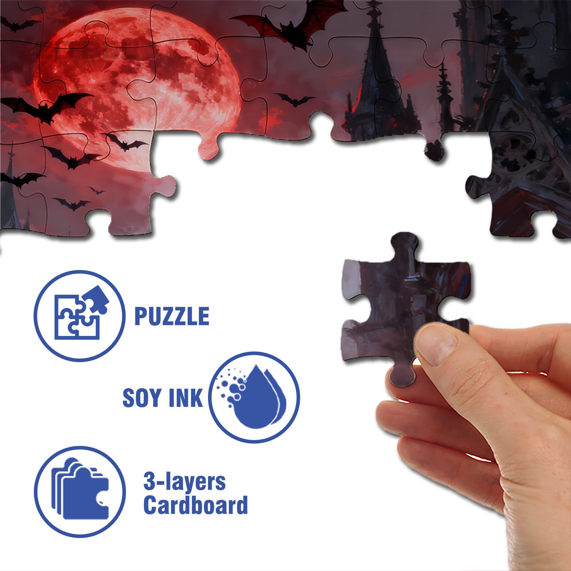 Vampire 500pcs/1000pcs Jigsaw Puzzle, Scratch-Resistant, Interactive Family Game & Brain-Boosting DIY Decor, Perfect for Halloween, Christmas & New Year Gifts, Family Puzzle Game