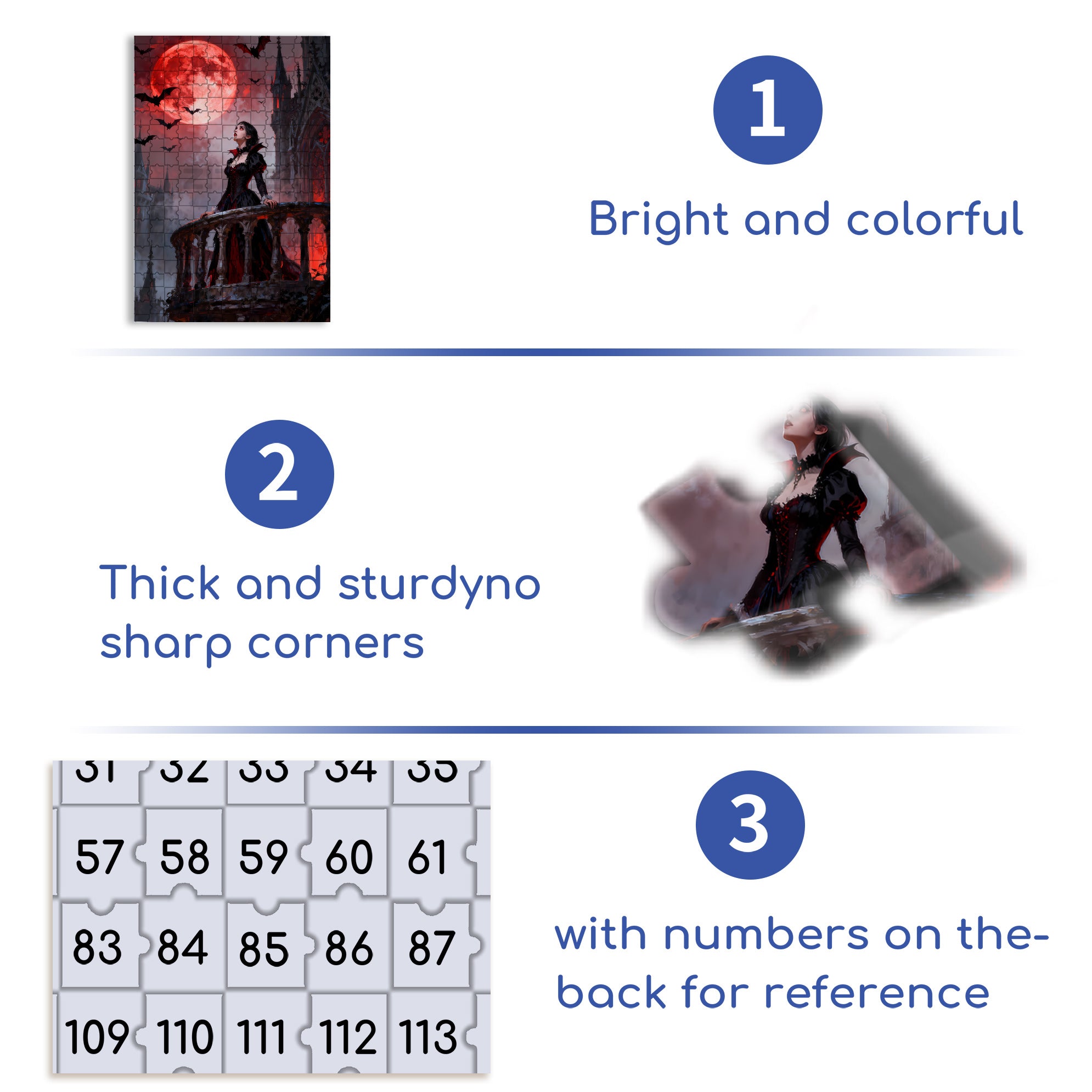 Vampire 500pcs/1000pcs Jigsaw Puzzle, Scratch-Resistant, Interactive Family Game & Brain-Boosting DIY Decor, Perfect for Halloween, Christmas & New Year Gifts, Family Puzzle Game