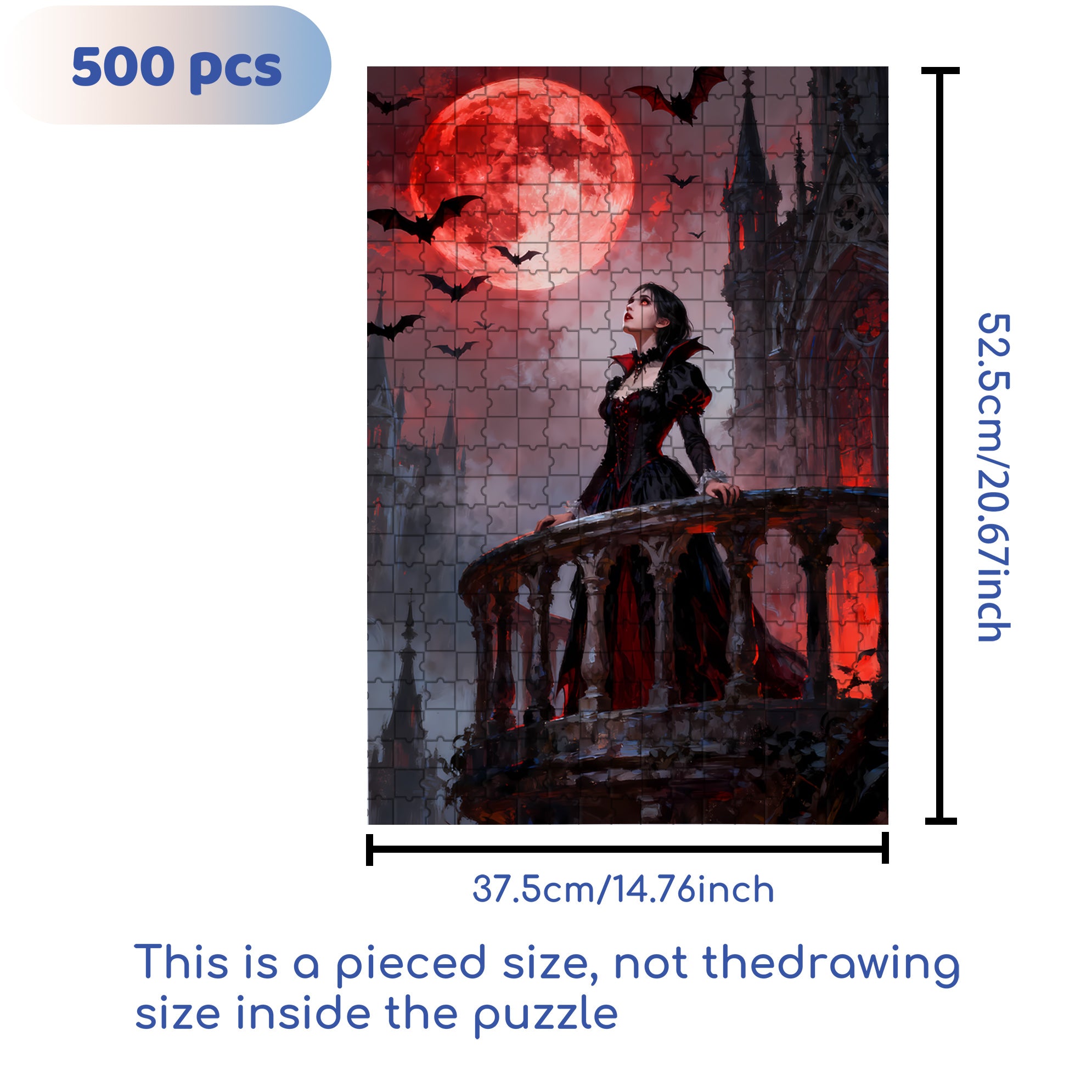 Vampire 500pcs/1000pcs Jigsaw Puzzle, Scratch-Resistant, Interactive Family Game & Brain-Boosting DIY Decor, Perfect for Halloween, Christmas & New Year Gifts, Family Puzzle Game