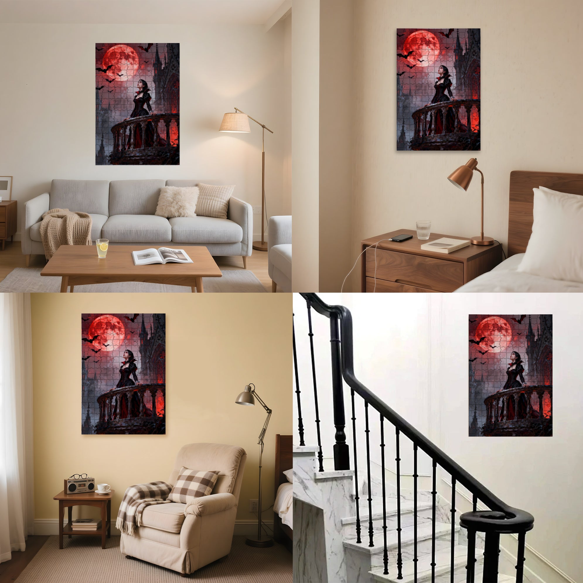 Vampire 500pcs/1000pcs Jigsaw Puzzle, Scratch-Resistant, Interactive Family Game & Brain-Boosting DIY Decor, Perfect for Halloween, Christmas & New Year Gifts, Family Puzzle Game