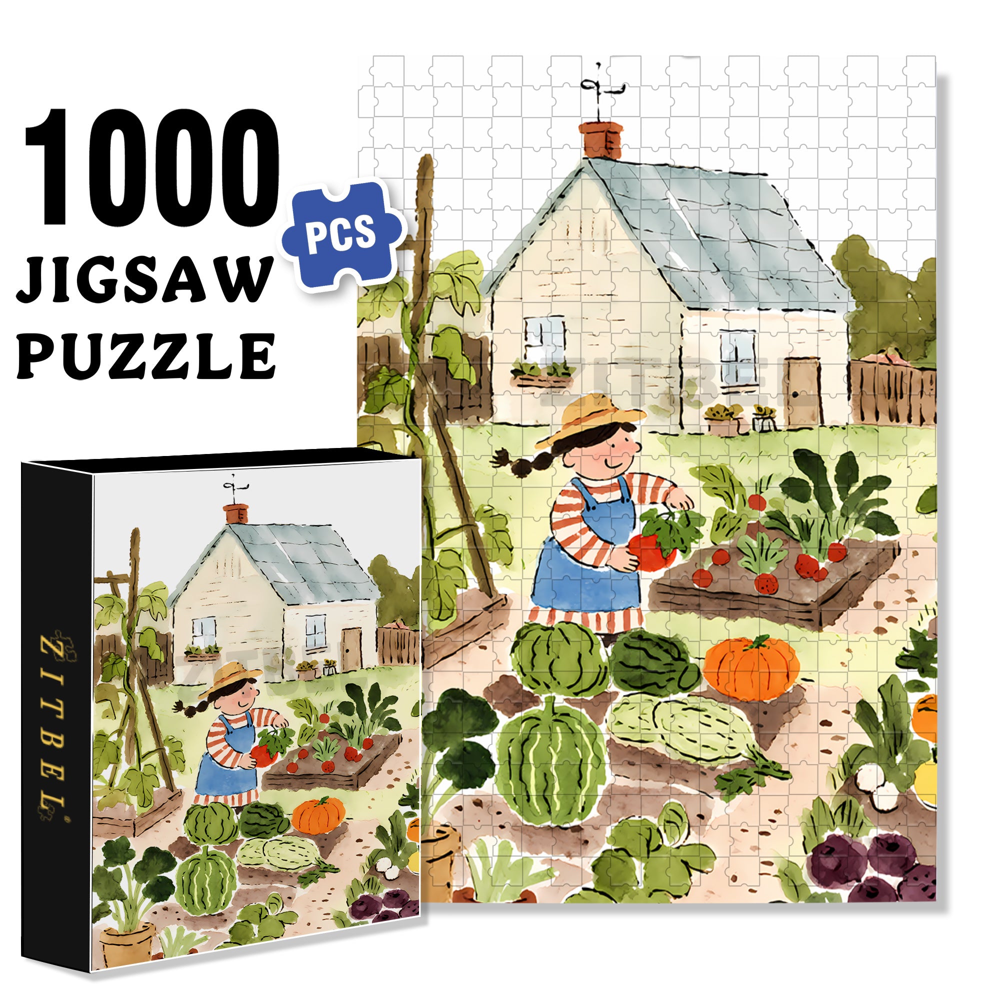Vegetable Yard 500pcs/1000pcs Jigsaw Puzzle, Scratch-Resistant, Interactive Family Game & Brain-Boosting DIY Decor, Perfect for Halloween, Christmas & New Year Gifts, Family Puzzle Game