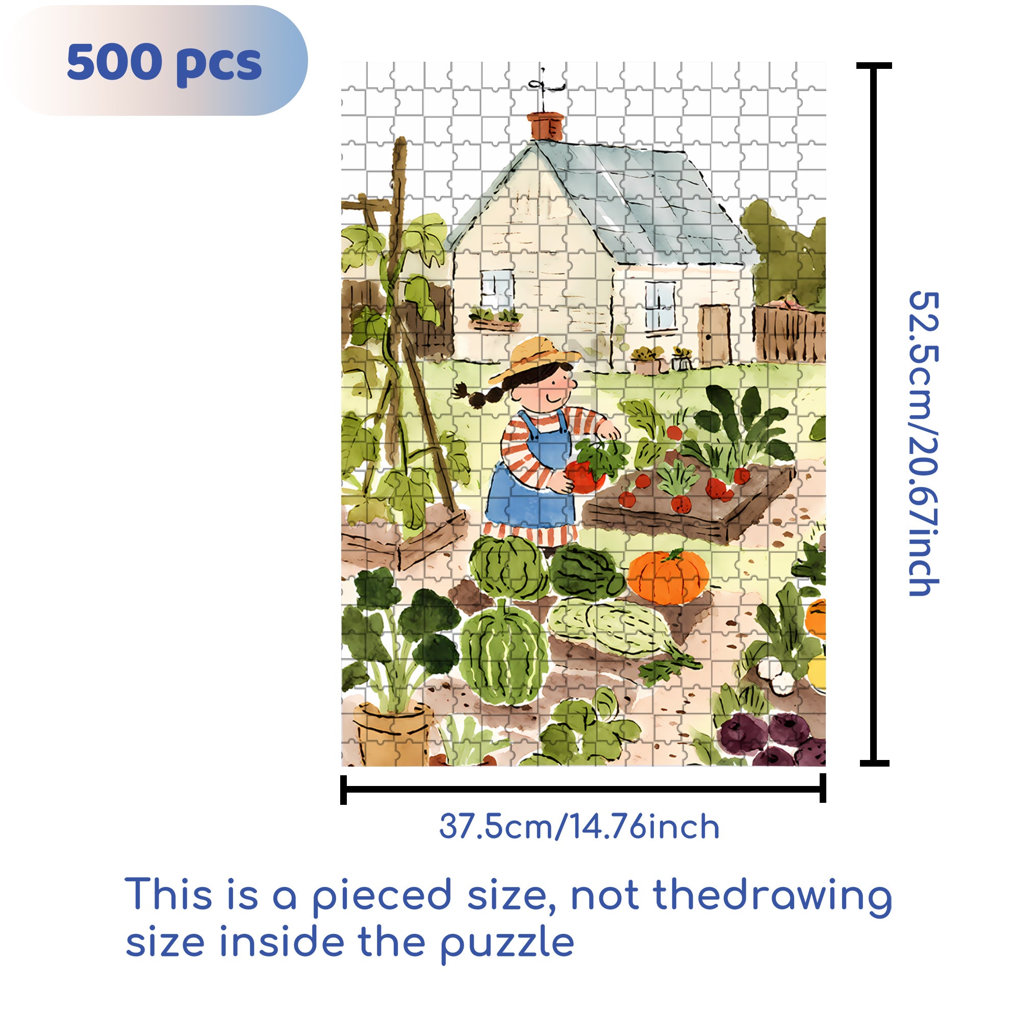 Vegetable Yard 500pcs/1000pcs Jigsaw Puzzle, Scratch-Resistant, Interactive Family Game & Brain-Boosting DIY Decor, Perfect for Halloween, Christmas & New Year Gifts, Family Puzzle Game