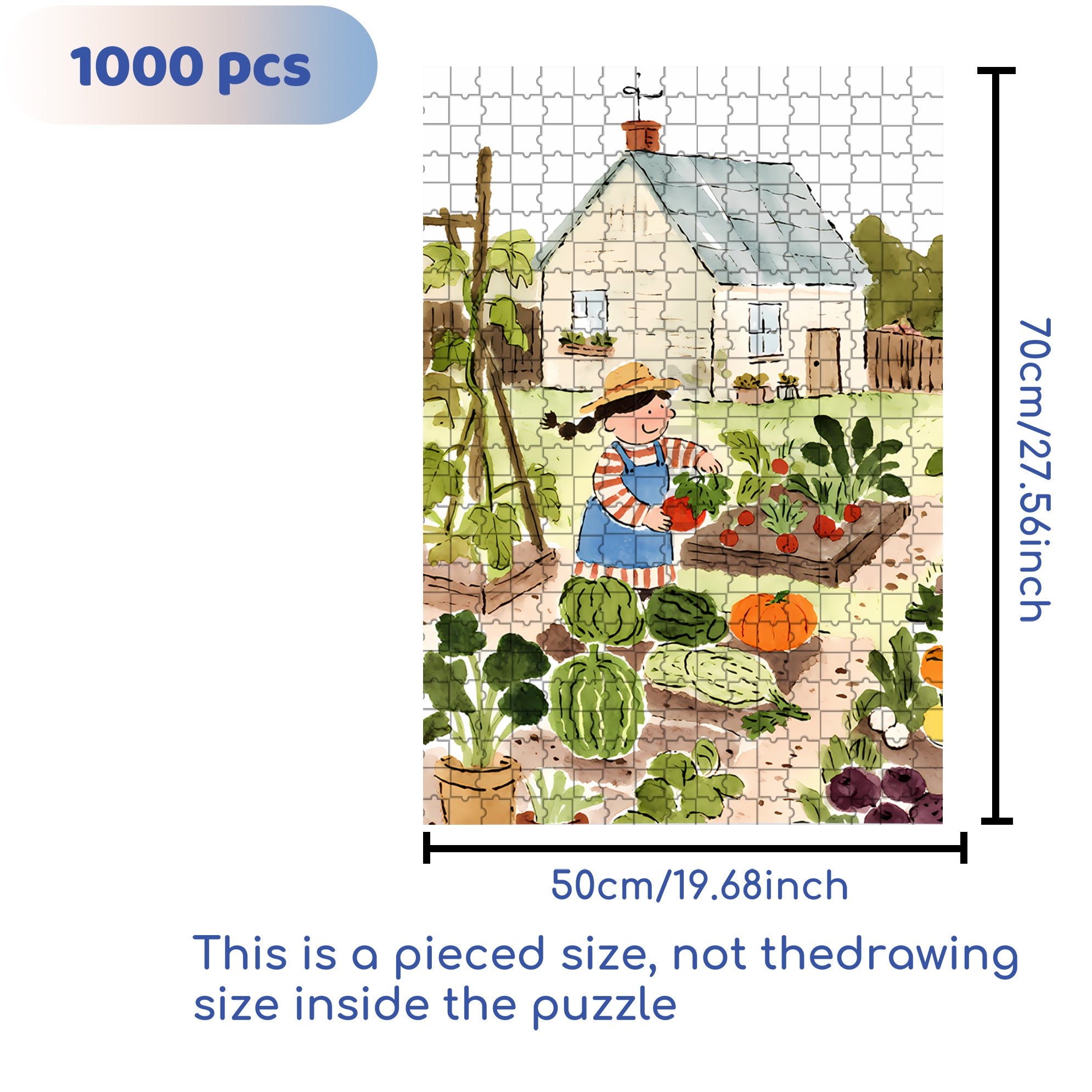 Vegetable Yard 500pcs/1000pcs Jigsaw Puzzle, Scratch-Resistant, Interactive Family Game & Brain-Boosting DIY Decor, Perfect for Halloween, Christmas & New Year Gifts, Family Puzzle Game