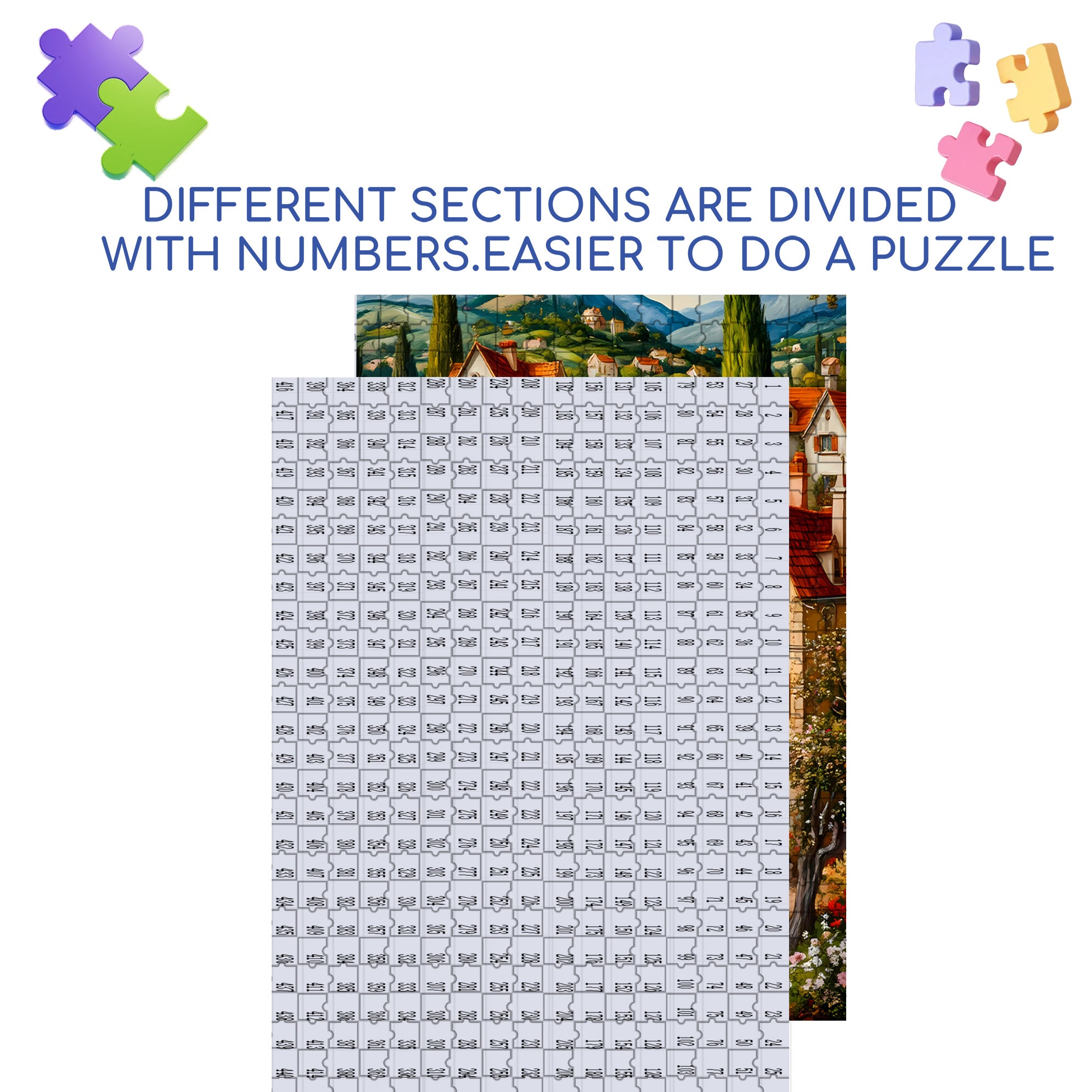 Village 500pcs/1000pcs Jigsaw Puzzle, Scratch-Resistant, Interactive Family Game & Brain-Boosting DIY Decor, Perfect for Halloween, Christmas & New Year Gifts, Family Puzzle Game
