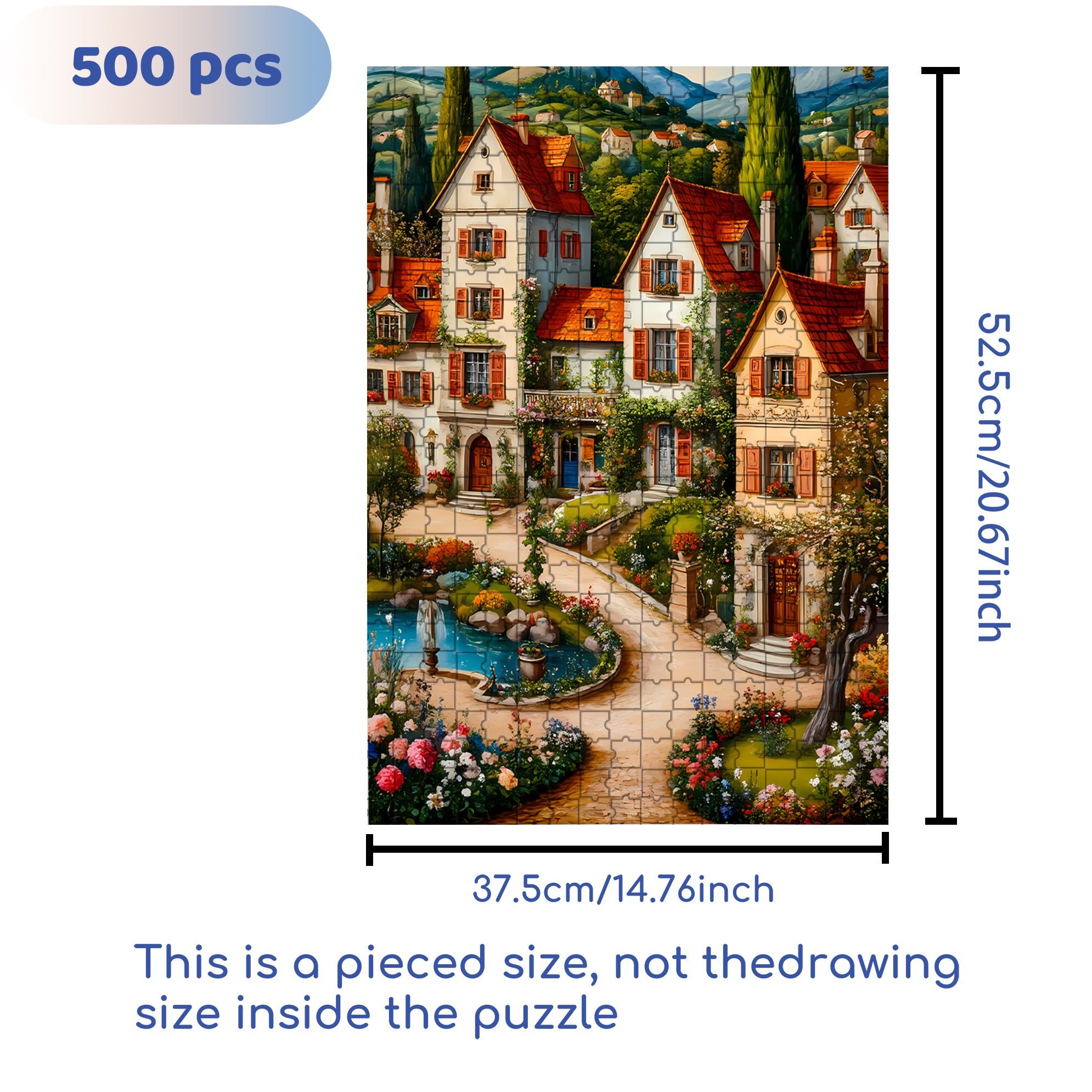 Village 500pcs/1000pcs Jigsaw Puzzle, Scratch-Resistant, Interactive Family Game & Brain-Boosting DIY Decor, Perfect for Halloween, Christmas & New Year Gifts, Family Puzzle Game
