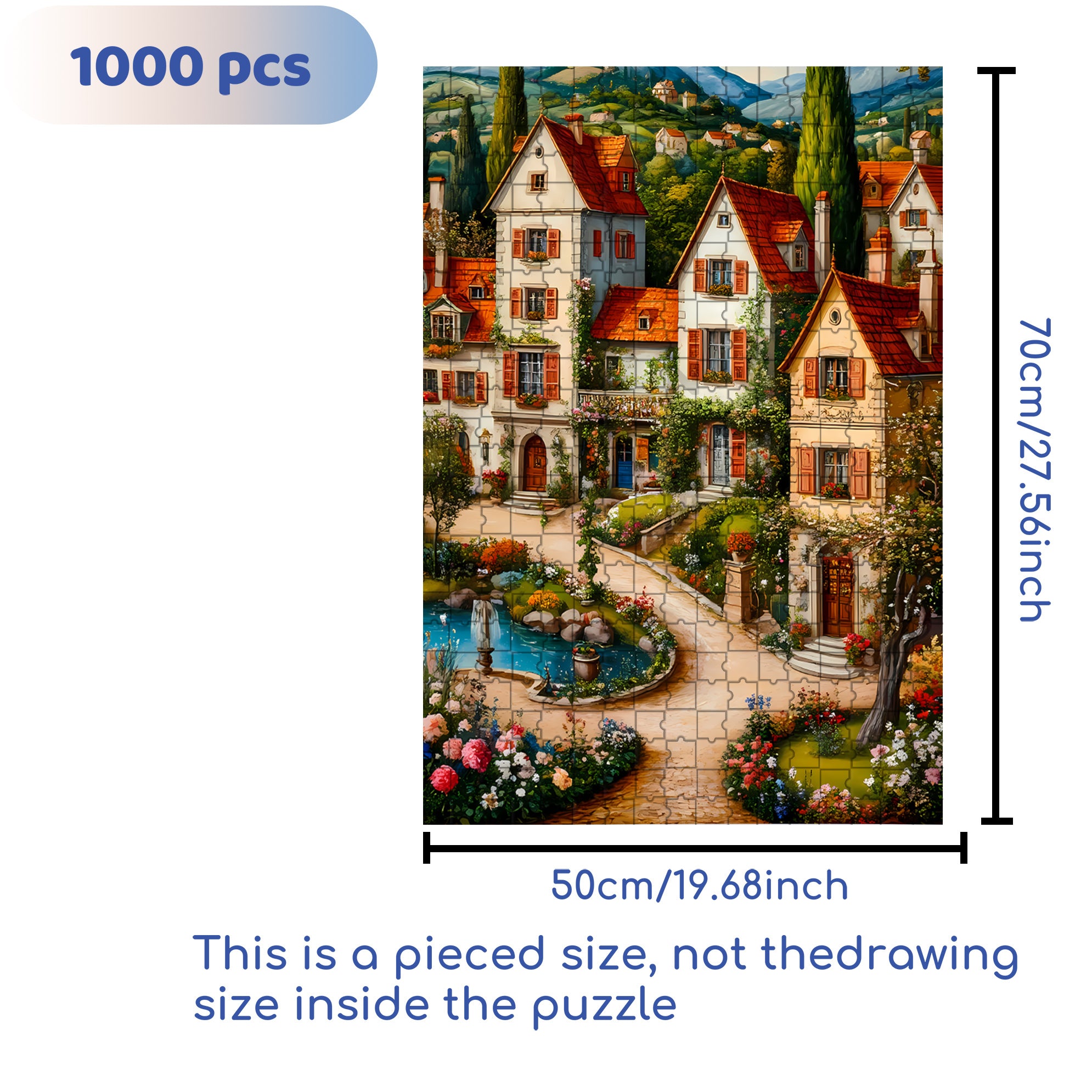 Village 500pcs/1000pcs Jigsaw Puzzle, Scratch-Resistant, Interactive Family Game & Brain-Boosting DIY Decor, Perfect for Halloween, Christmas & New Year Gifts, Family Puzzle Game