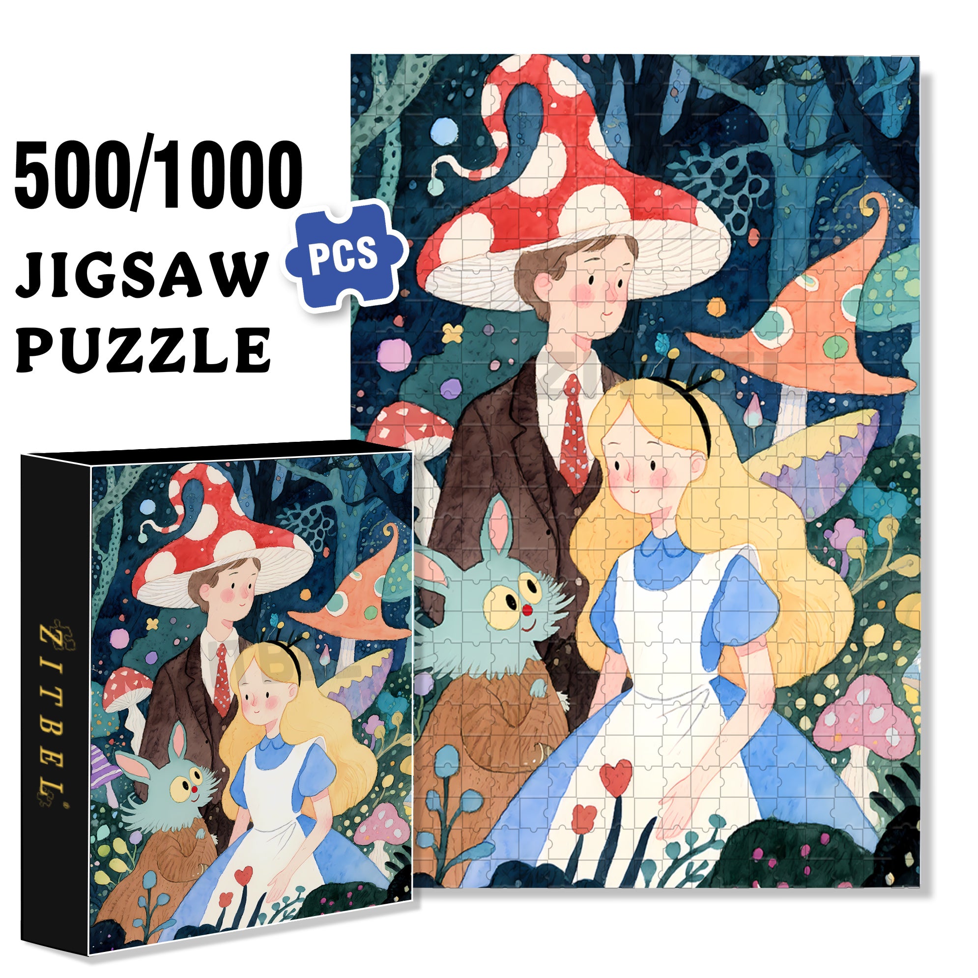 Wonderland 500pcs/1000pcs Jigsaw Puzzle, Scratch-Resistant, Interactive Family Game & Brain-Boosting DIY Decor, Perfect for Halloween, Christmas & New Year Gifts, Family Puzzle Game