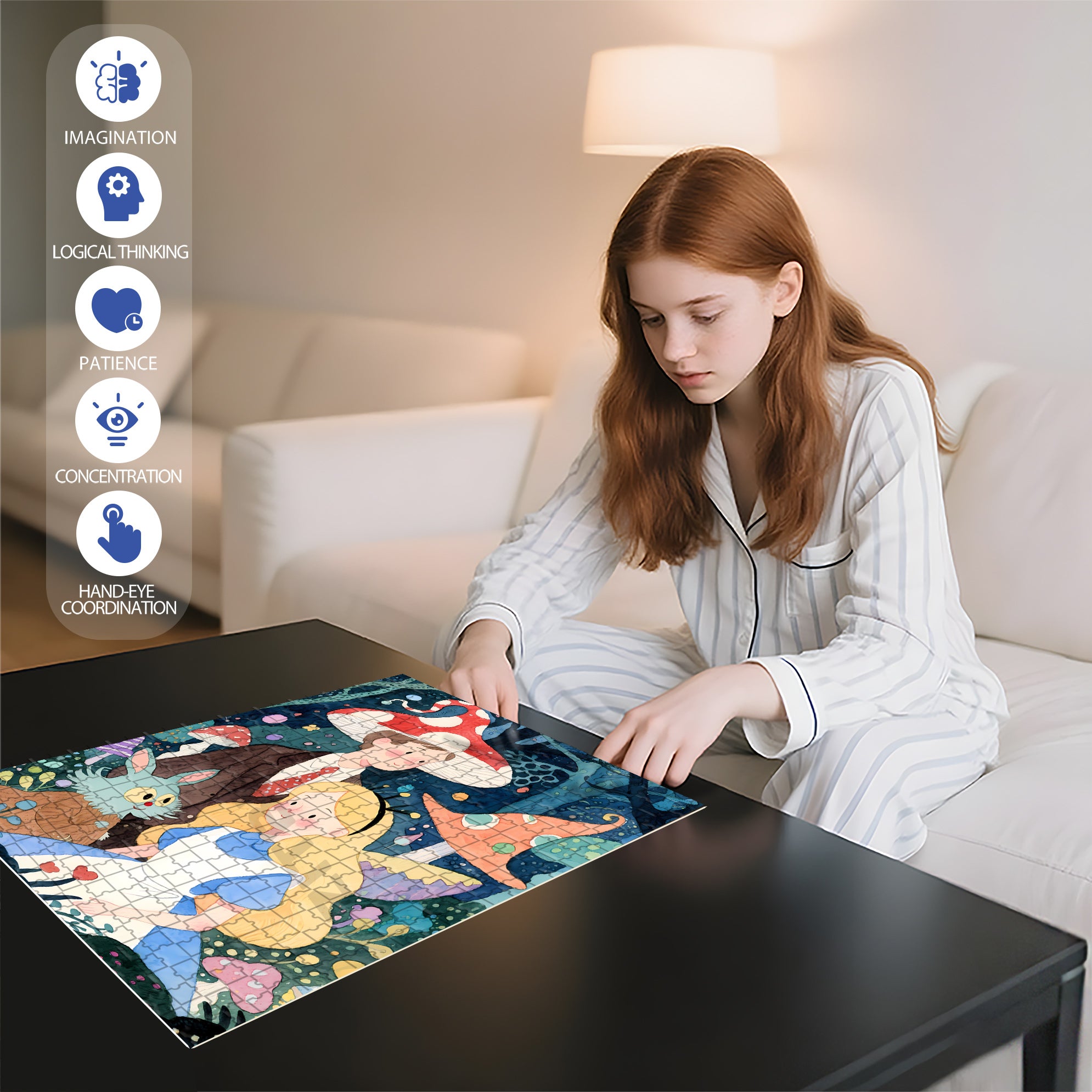 Wonderland 500pcs/1000pcs Jigsaw Puzzle, Scratch-Resistant, Interactive Family Game & Brain-Boosting DIY Decor, Perfect for Halloween, Christmas & New Year Gifts, Family Puzzle Game