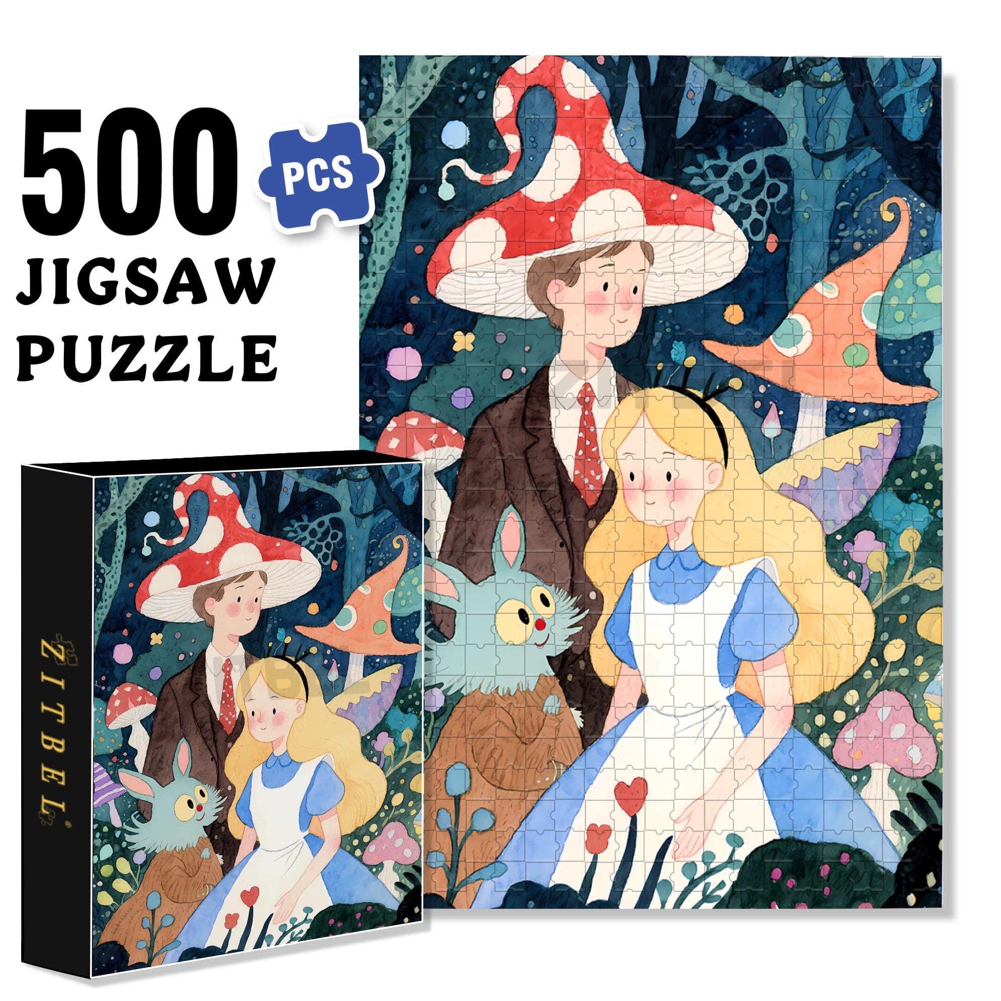 Wonderland 500pcs/1000pcs Jigsaw Puzzle, Scratch-Resistant, Interactive Family Game & Brain-Boosting DIY Decor, Perfect for Halloween, Christmas & New Year Gifts, Family Puzzle Game
