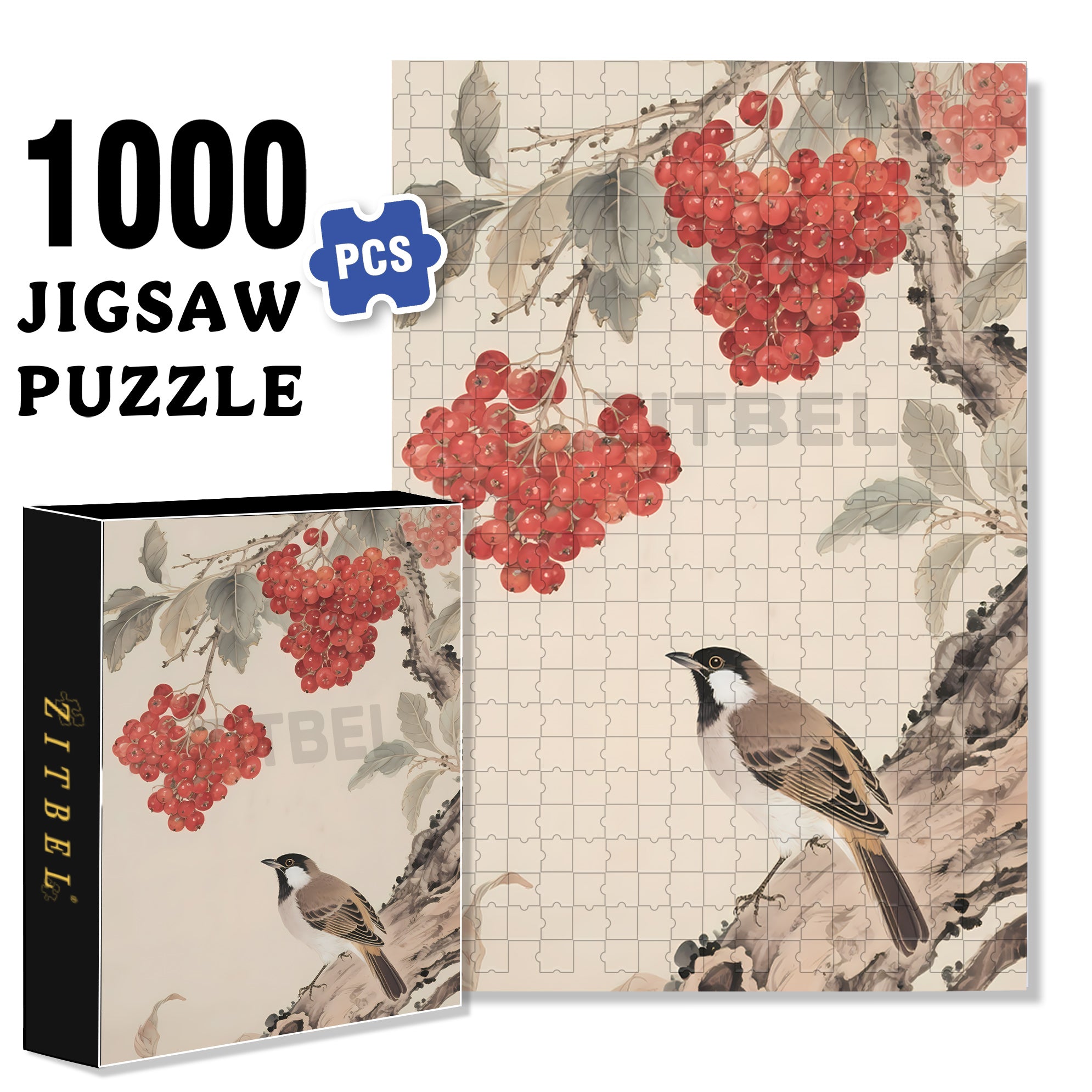 Wood Thrush 500pcs/1000pcs Jigsaw Puzzle, Scratch-Resistant, Interactive Family Game & Brain-Boosting DIY Decor, Perfect for Halloween, Christmas & New Year Gifts, Family Puzzle Game