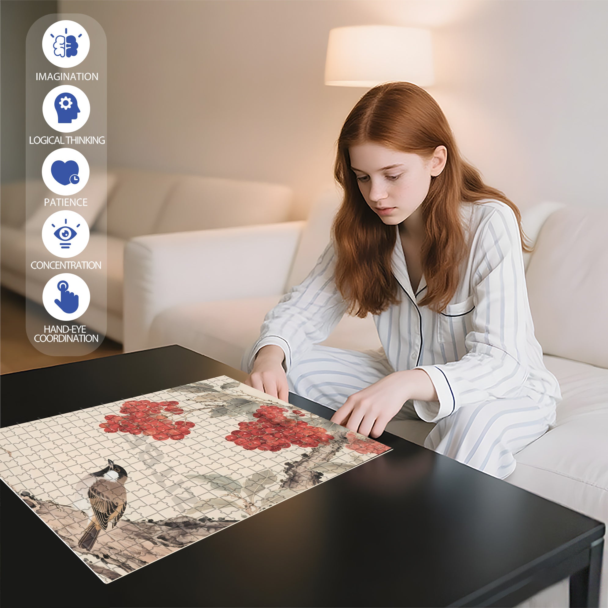 Wood Thrush 500pcs/1000pcs Jigsaw Puzzle, Scratch-Resistant, Interactive Family Game & Brain-Boosting DIY Decor, Perfect for Halloween, Christmas & New Year Gifts, Family Puzzle Game