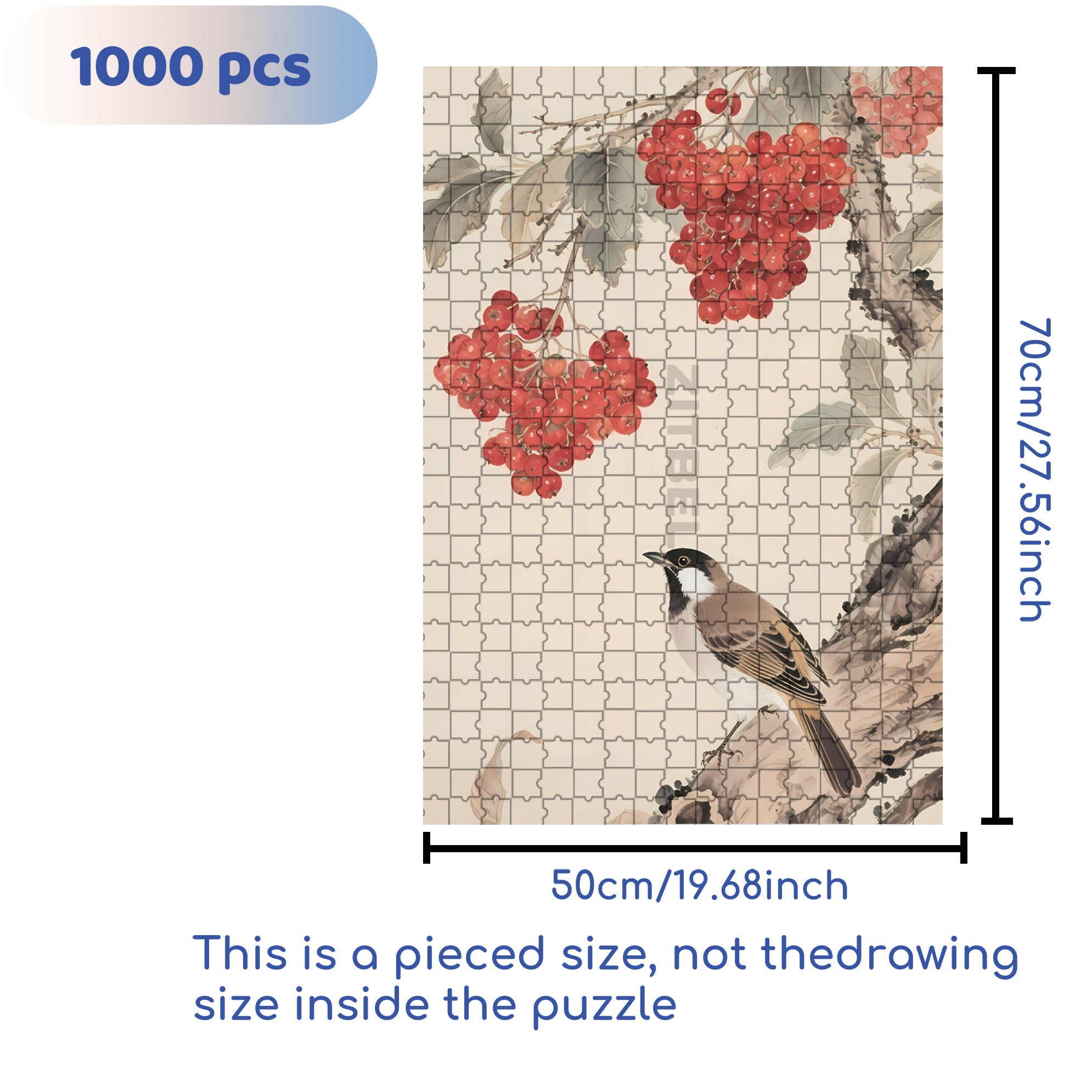 Wood Thrush 500pcs/1000pcs Jigsaw Puzzle, Scratch-Resistant, Interactive Family Game & Brain-Boosting DIY Decor, Perfect for Halloween, Christmas & New Year Gifts, Family Puzzle Game