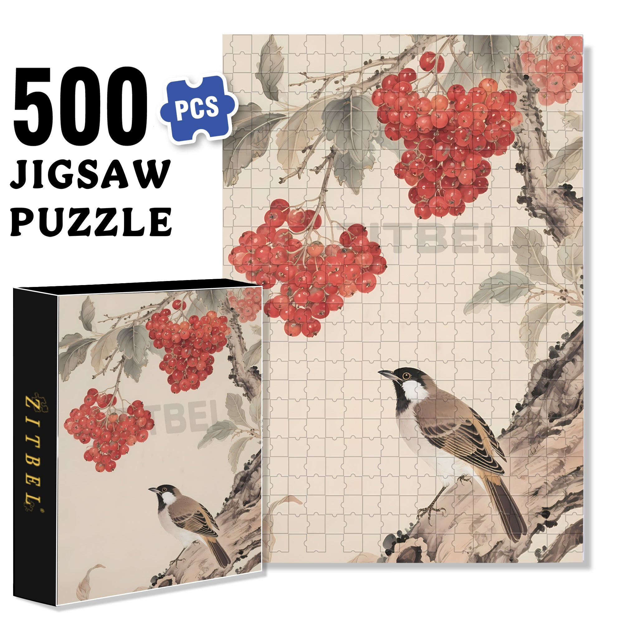 Wood Thrush 500pcs/1000pcs Jigsaw Puzzle, Scratch-Resistant, Interactive Family Game & Brain-Boosting DIY Decor, Perfect for Halloween, Christmas & New Year Gifts, Family Puzzle Game