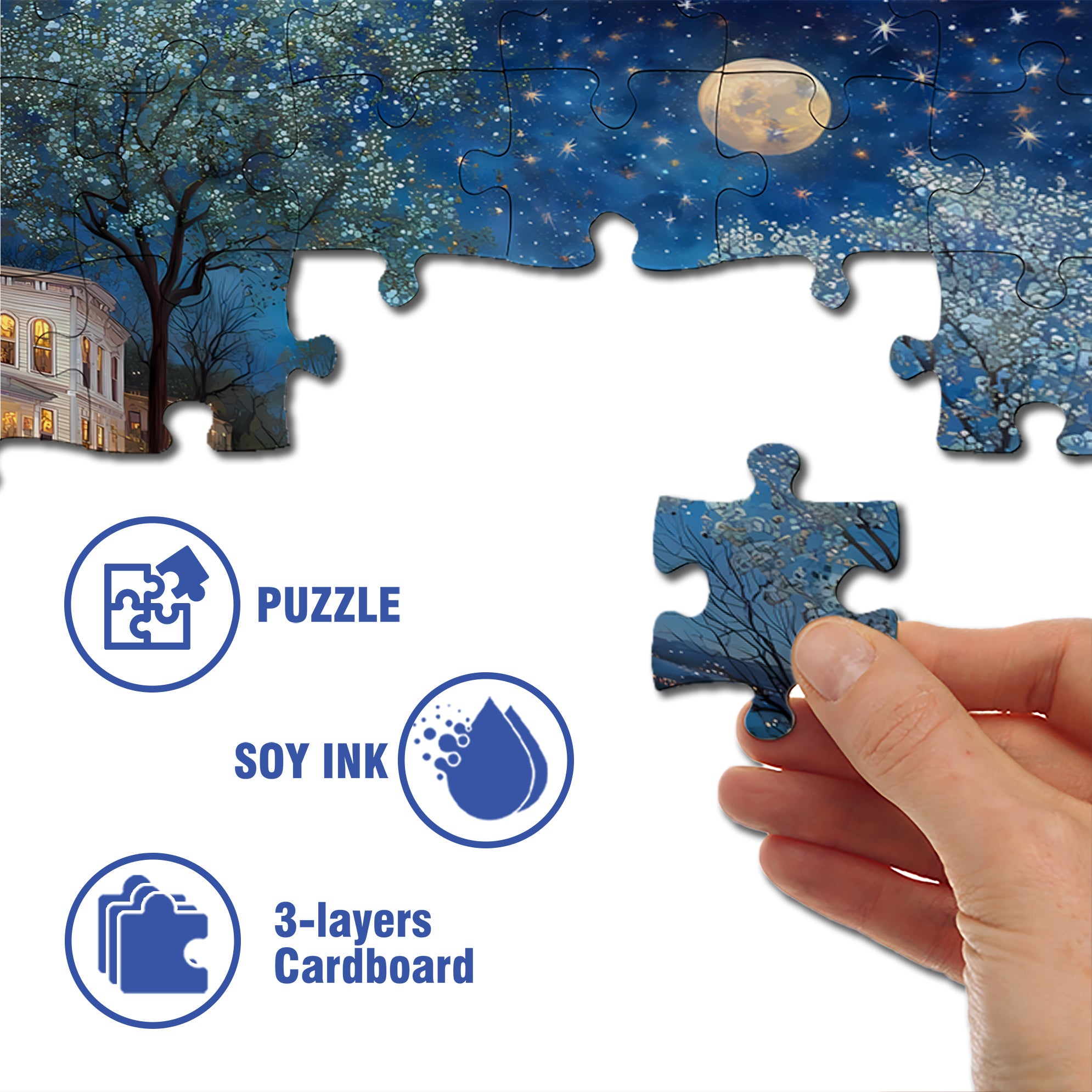 A Glommy Moonlit Night 500pcs/1000pcs Jigsaw Puzzle, Scratch-Resistant, Interactive Family Game & Brain-Boosting DIY Decor, Perfect for Halloween, Christmas & New Year Gifts, Family Puzzle Game