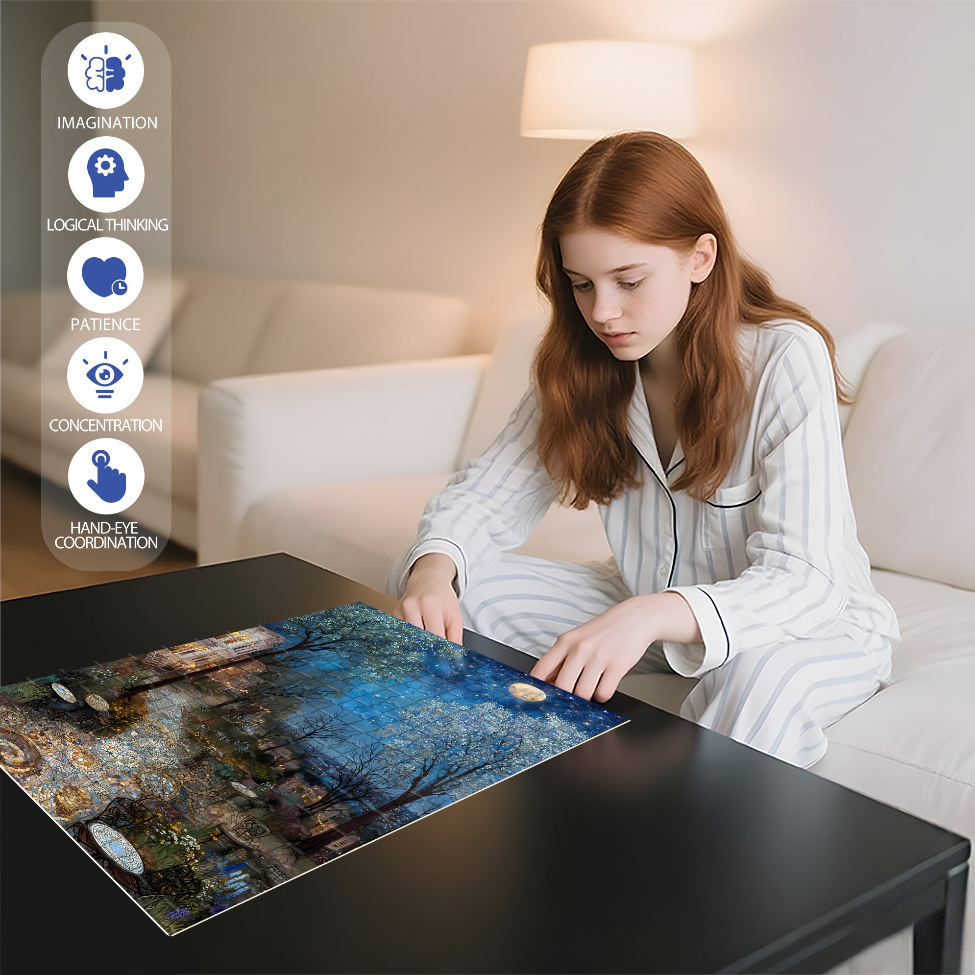 A Glommy Moonlit Night 500pcs/1000pcs Jigsaw Puzzle, Scratch-Resistant, Interactive Family Game & Brain-Boosting DIY Decor, Perfect for Halloween, Christmas & New Year Gifts, Family Puzzle Game
